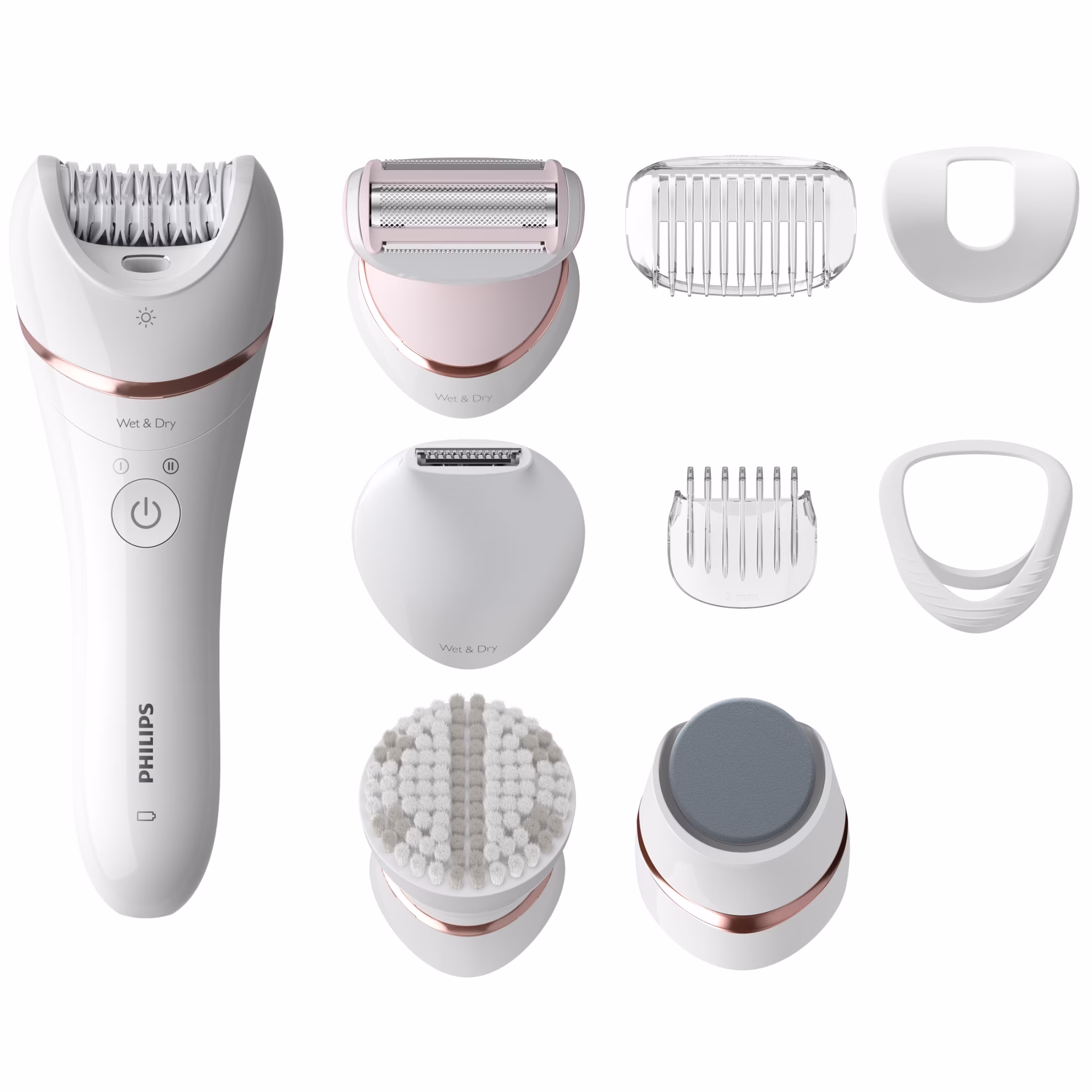 Philips Epilator Series 8000 5 In 1 Shaver For Women, Trimmer, Pedicure and Body Exfoliator with 9 Accessories, BRE740/14