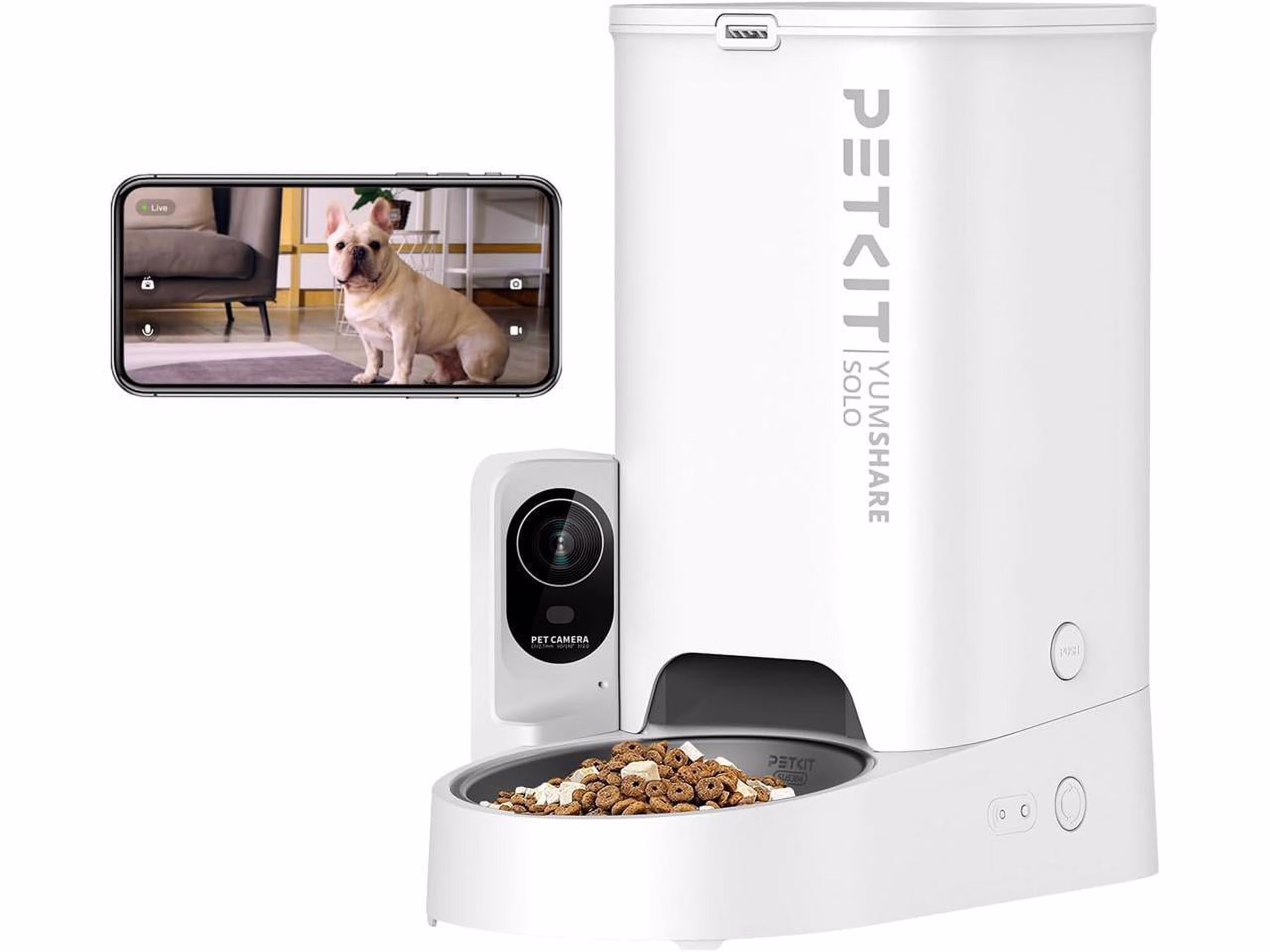 PETKIT 3 L Yumshare Solo Pet Automatic Feeder with Camera, for Cats&Dogs, 2.4G WiFi, 1080P with APP Control for Remote Feeding