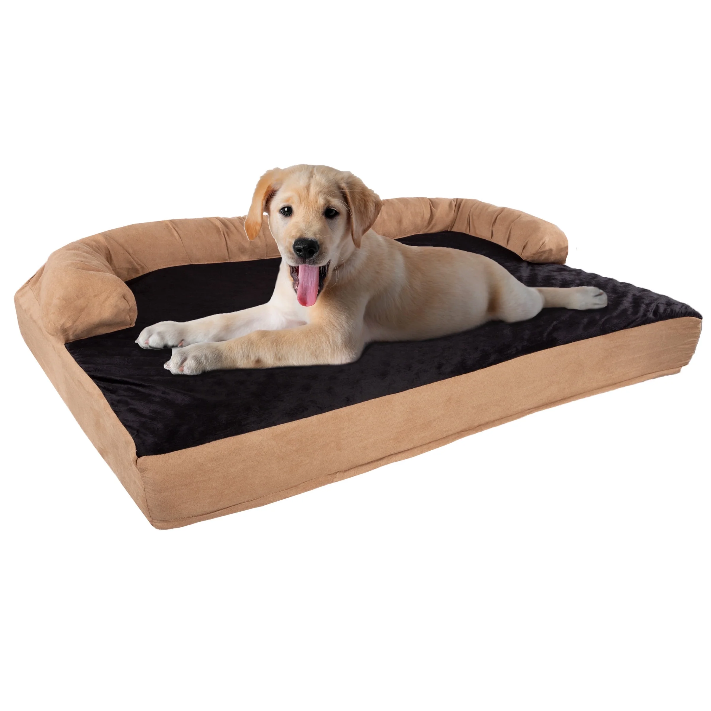PETMAKER 3-Layer Sofa Dog Bed - Orthopedic Dog Furniture, Tan/Black