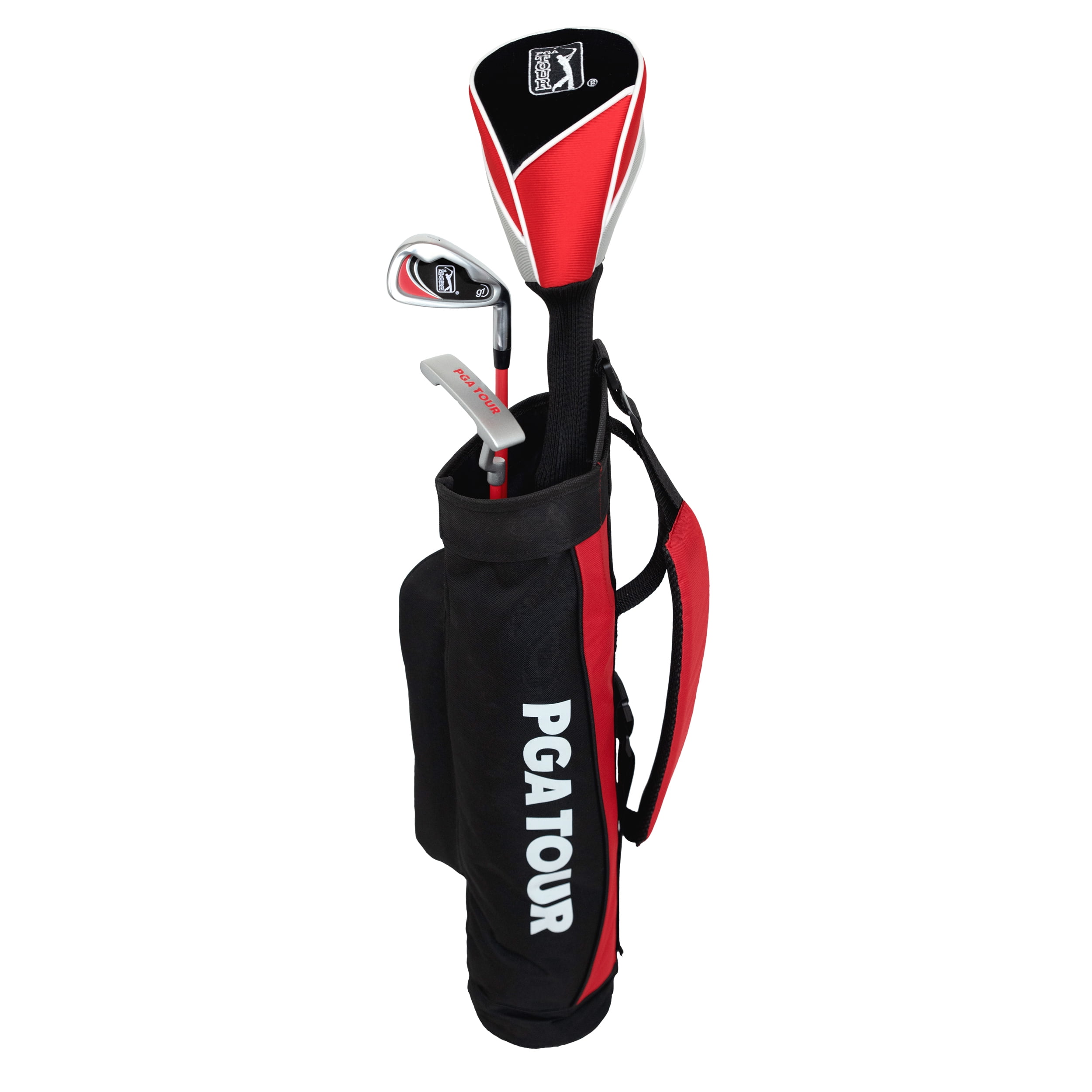 PGA Tour G1 Series Kids Red Golf Club Set With 3 Clubs, Carry Bag & 5 Total Pieces, 4'1"-4'8", Ages 5-8
