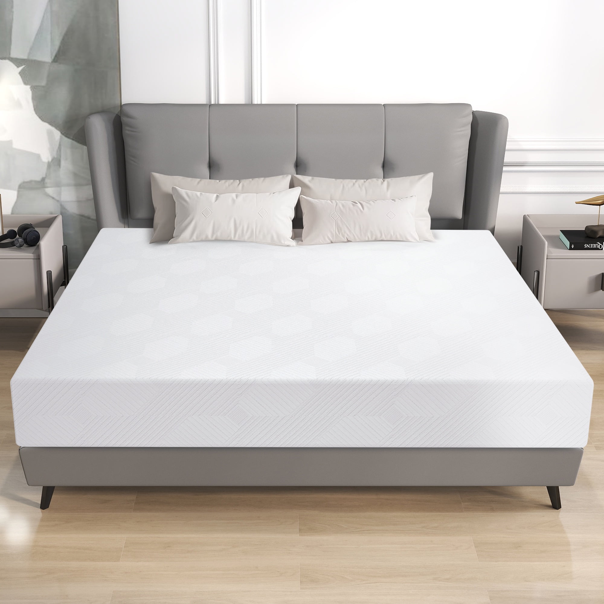 PORKISS 8in Cooling Gel Green Tea Memory Foam Mattress, Medium Firm, King