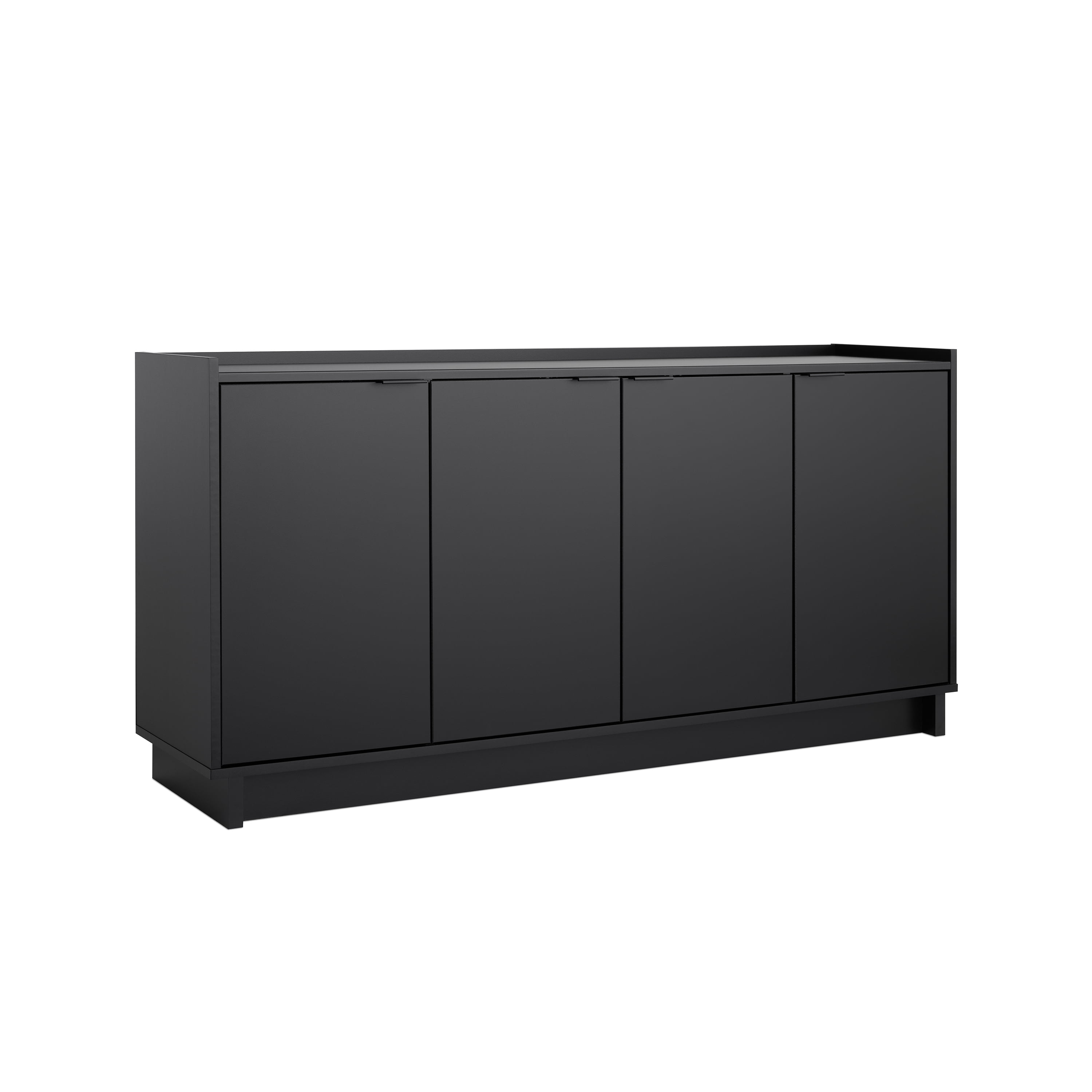 PREPAC RTA STORAGE & FURNITURE Prepac Simply Adjustable Shelves Modern 4 Door Console Table, Black