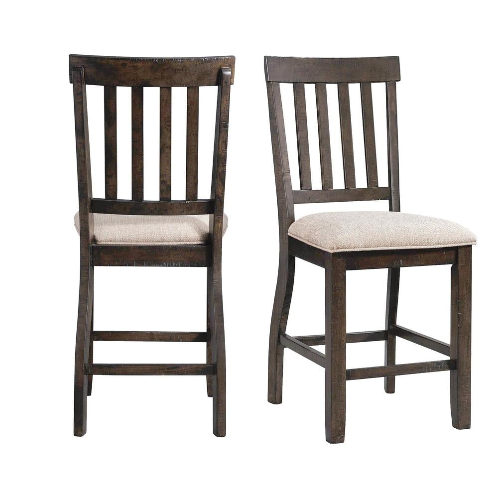 Picket House Stanford Counter Slat Back Side Chair in Brown (Set of 2)