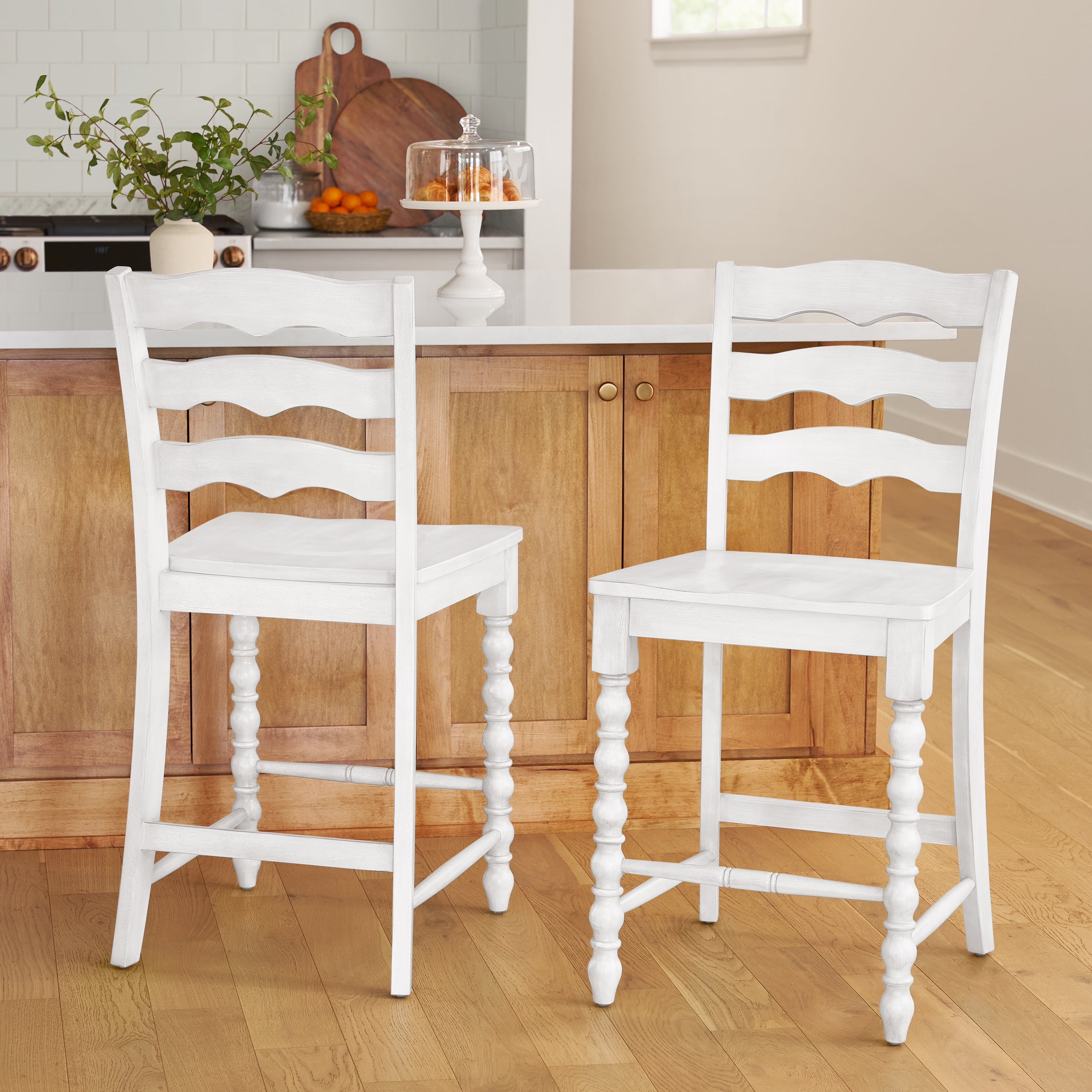 Pioneer Woman Harper Counter-height Wood Stools, 2 Pack, White