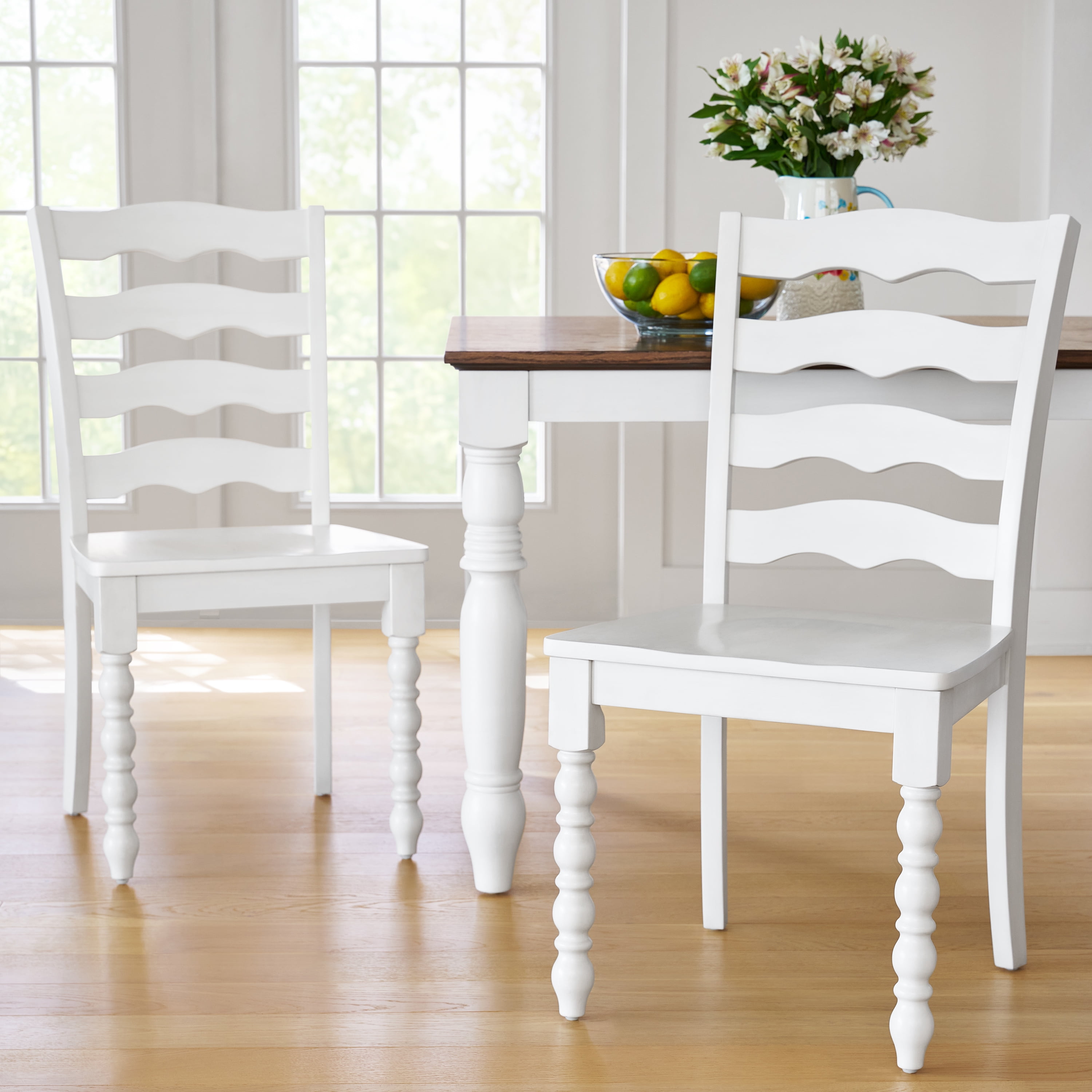 Pioneer Woman Harper Solid Wood Dining Chairs, 2 Pack, White