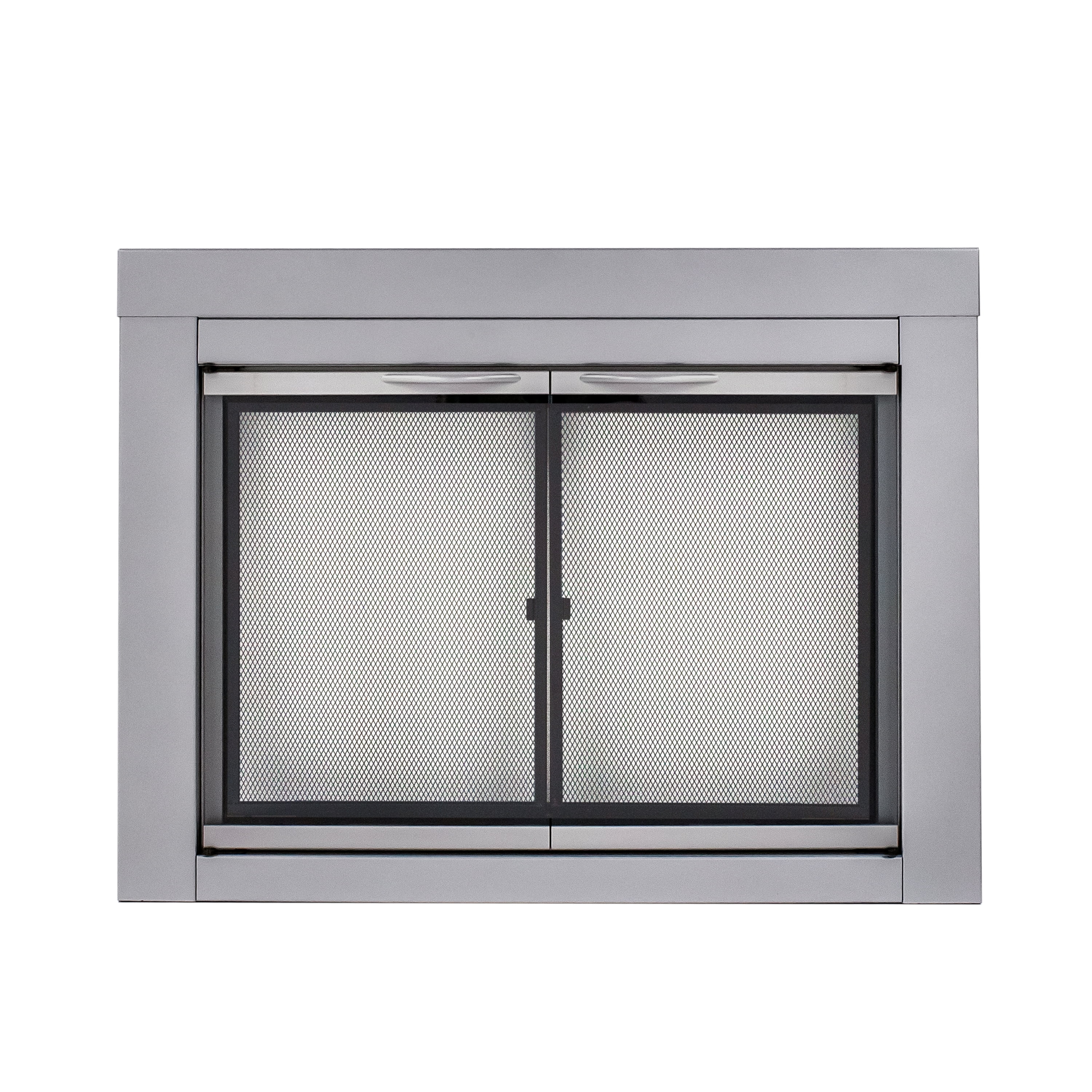 Pleasant Hearth Alpine Collection Fireplace Glass Door, Skyline Nickel - Large