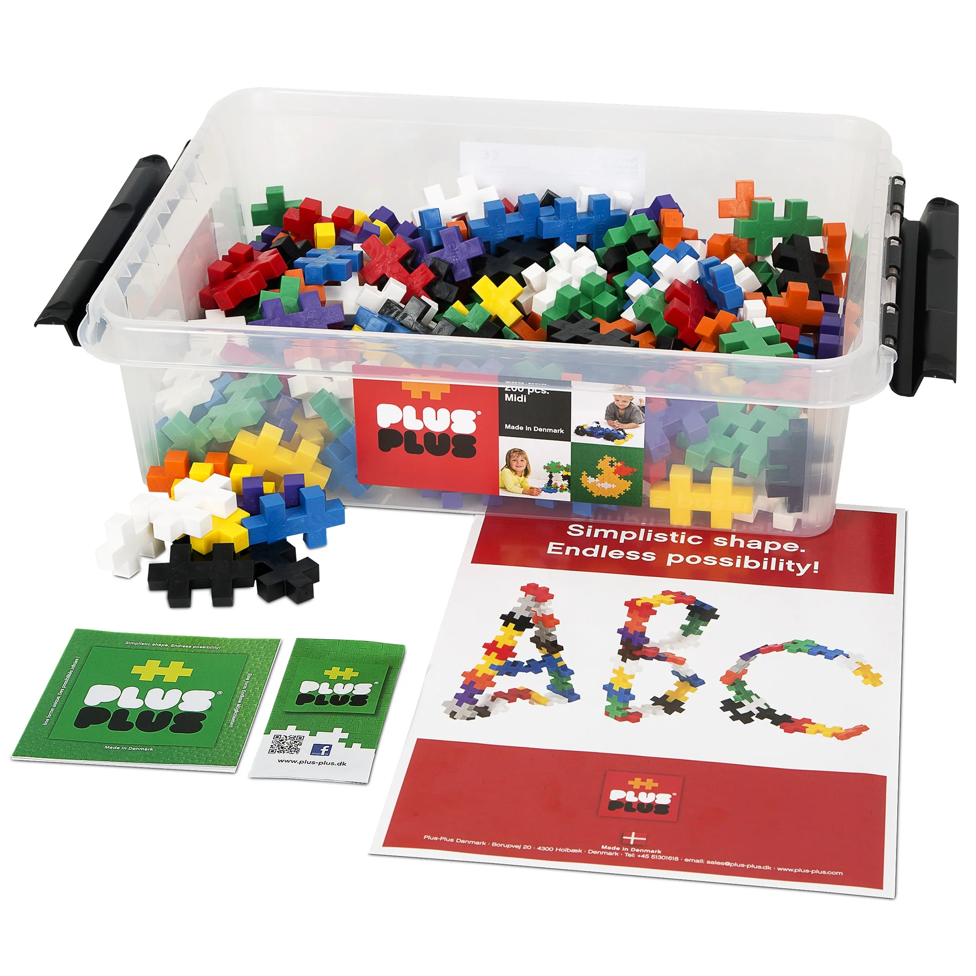 Plus-Plus: BIG Tub - Basic Color Mix - 200 Pieces - Storage Tub, Construction Building STEM Toy, Large Puzzle Blocks, Preschool, Toddlers, Kid Ages 2+