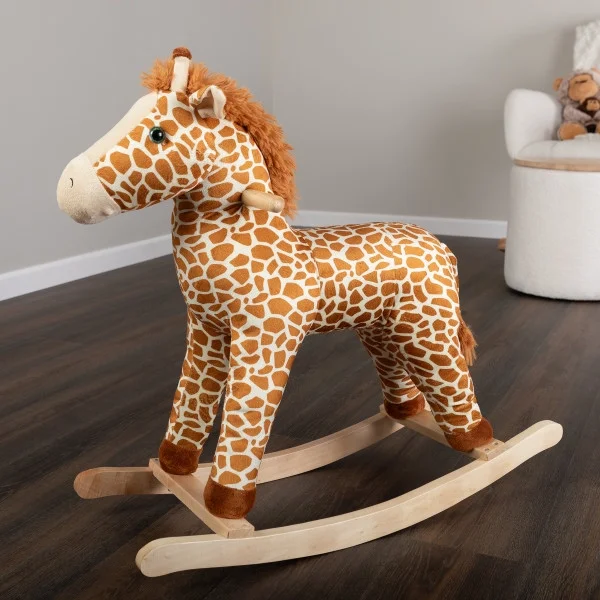 Happy Trails Rocking Horse - Plush Giraffe Animal Rocker for Ages 3 and Up