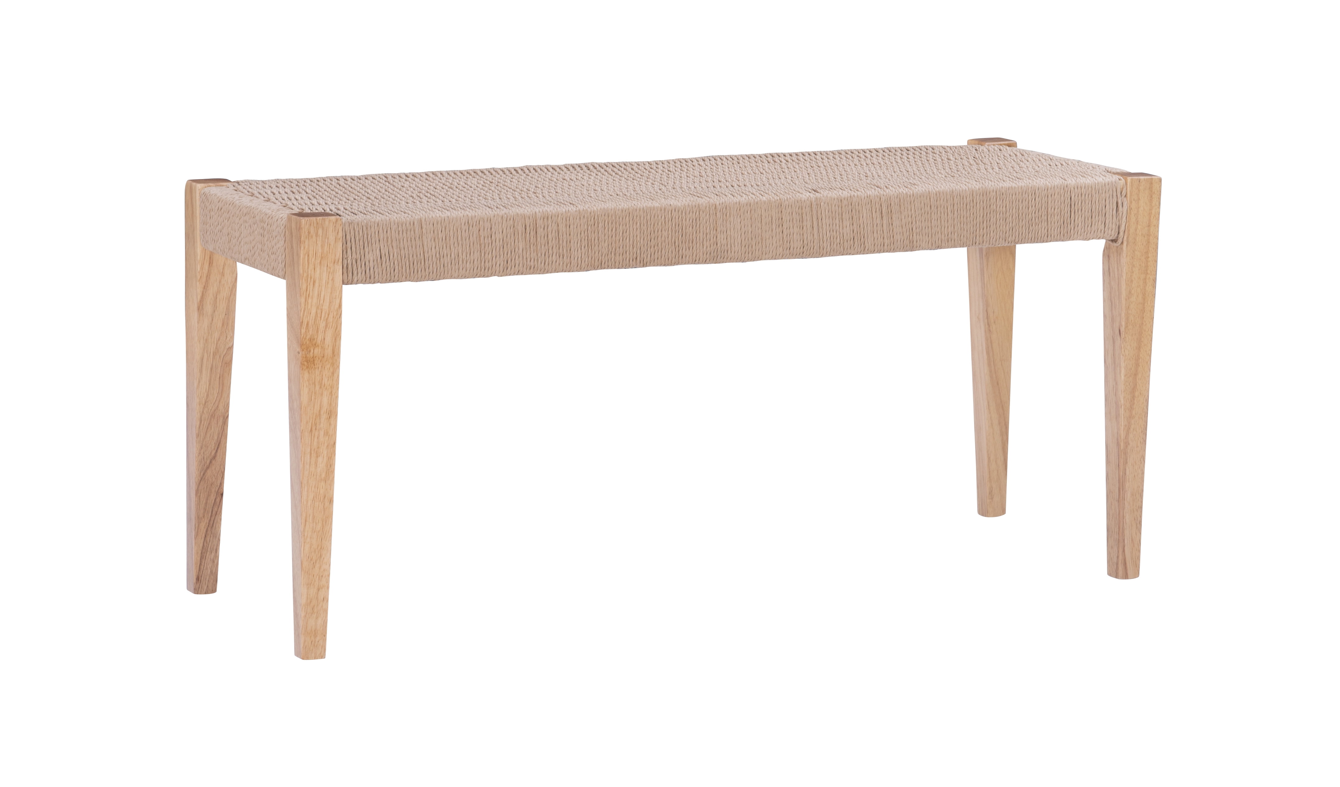 Powell Holden Dining Bench with Handwoven Rope Seat, Natural/Natural