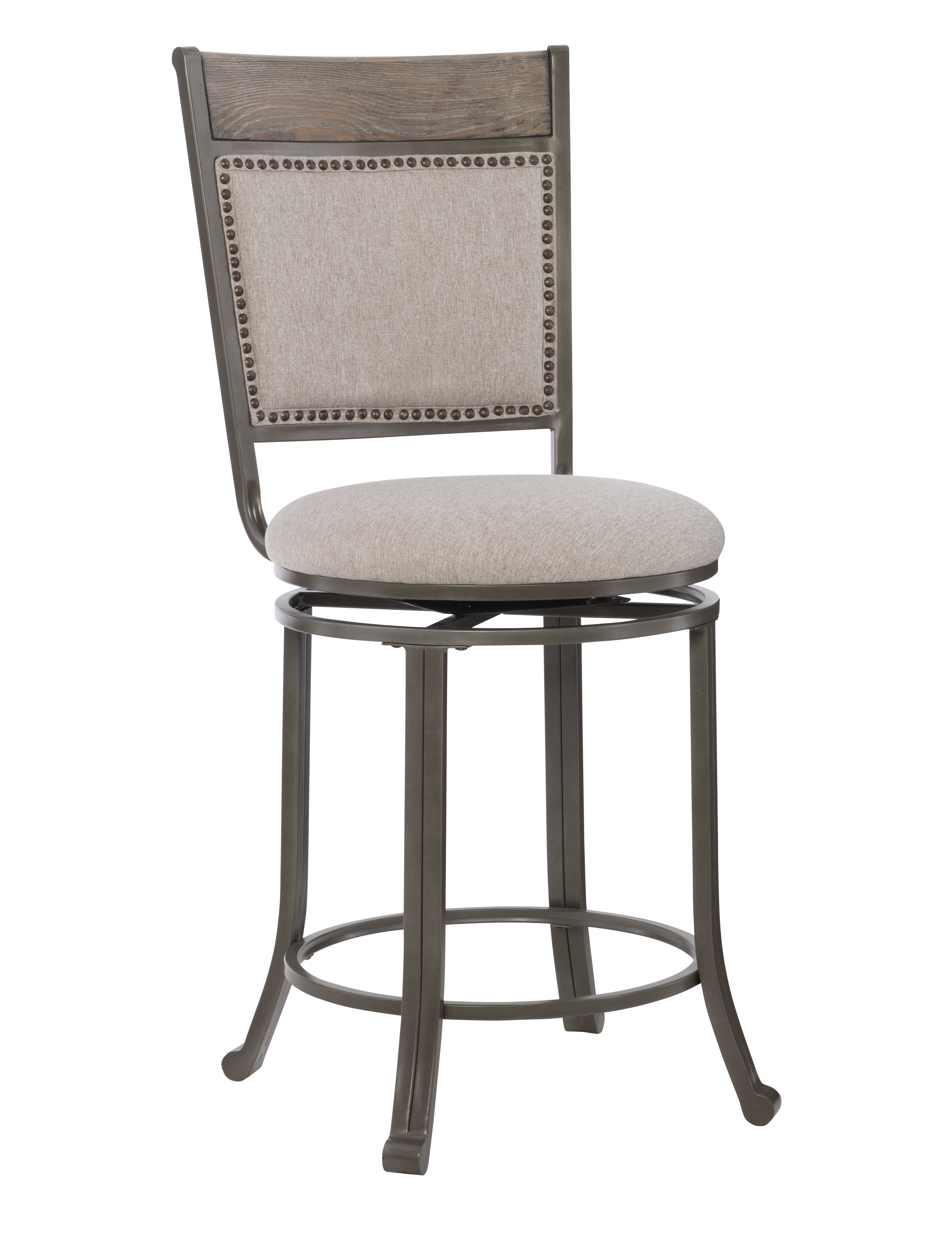 Powell Holloway 24" Indoor Metal Counter Stool with Swivel, Pewter