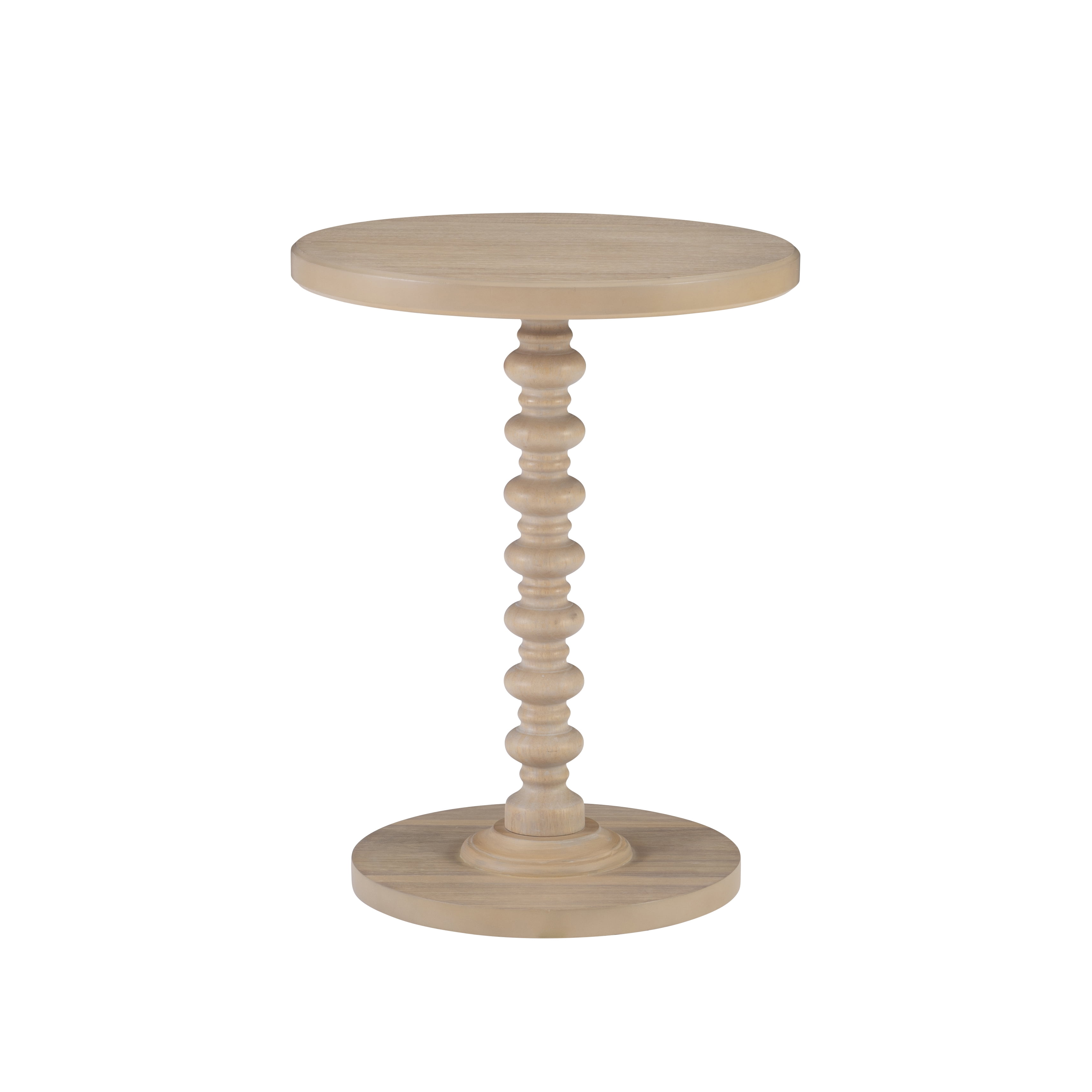 Powell Pesaro Round Pedestal Indoor Accent Side Table, 22.25" Tall, Natural