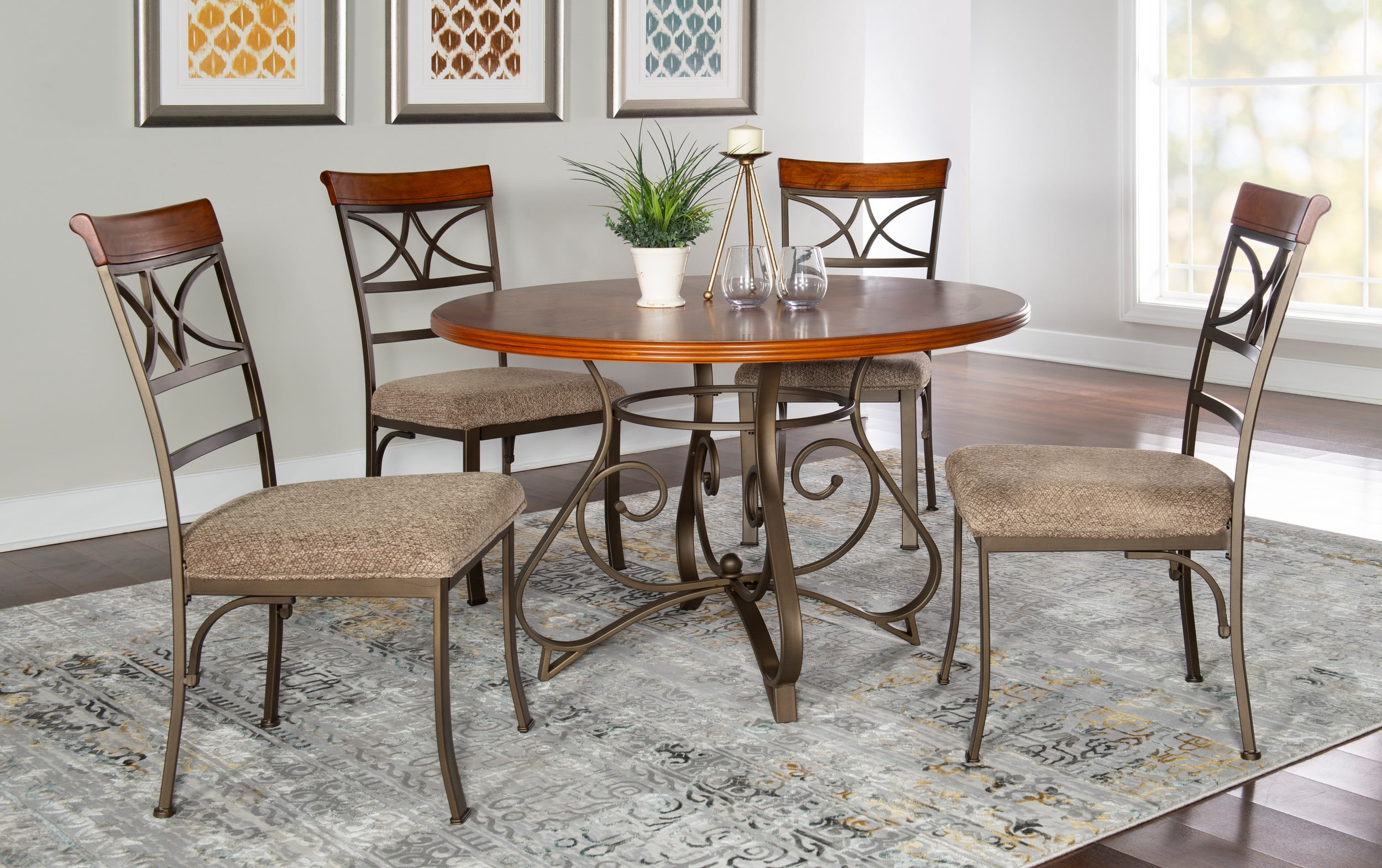 Powell 5 Piece Hamilton Dining Set, Cherry (Table and 4 Dining Chairs)