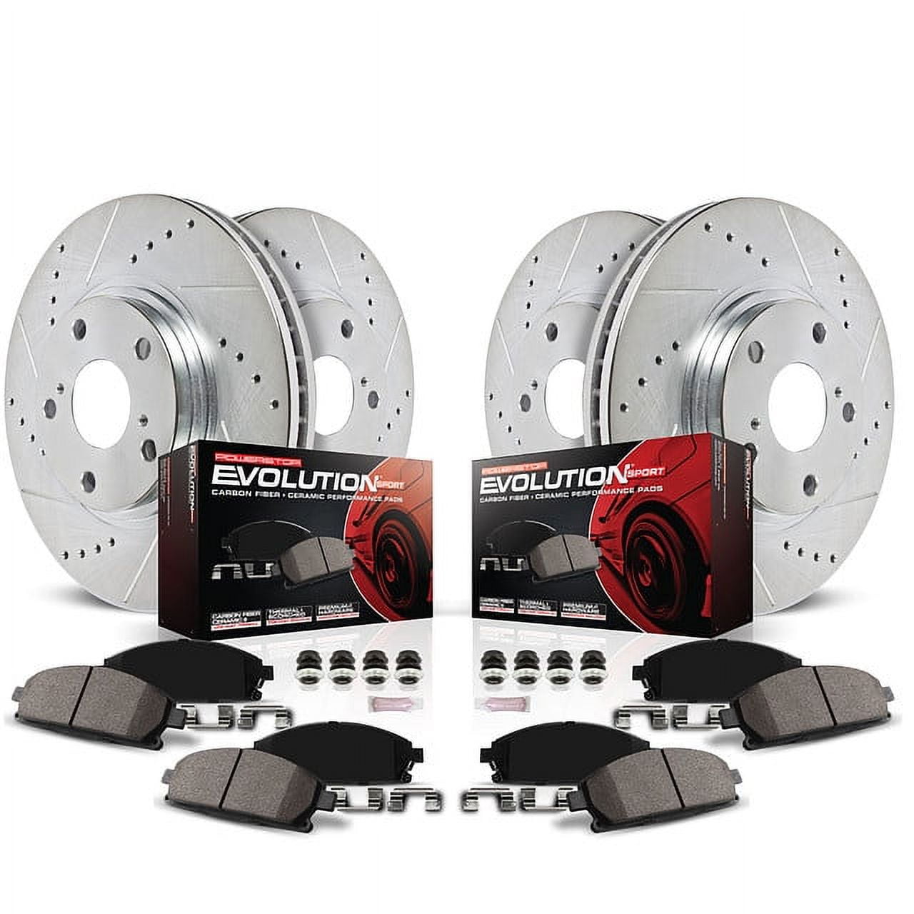 PowerStop Front and Rear Z23 Evolution Sport Carbon-Fiber Ceramic Brake Pad and Drilled & Slotted Rotor Kit Fits: HONDA Select Models K7873
