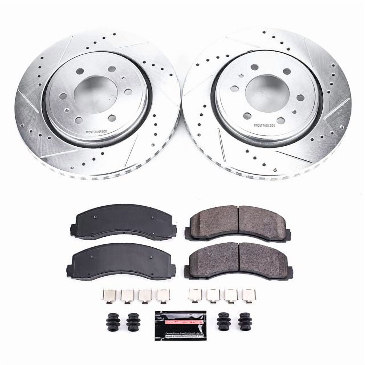 PowerStop Front Z23 Evolution Sport Carbon-Fiber Ceramic Brake Pad and Drilled & Slotted Rotor Kit Fits: FORD LINCOLN Select Models K3167