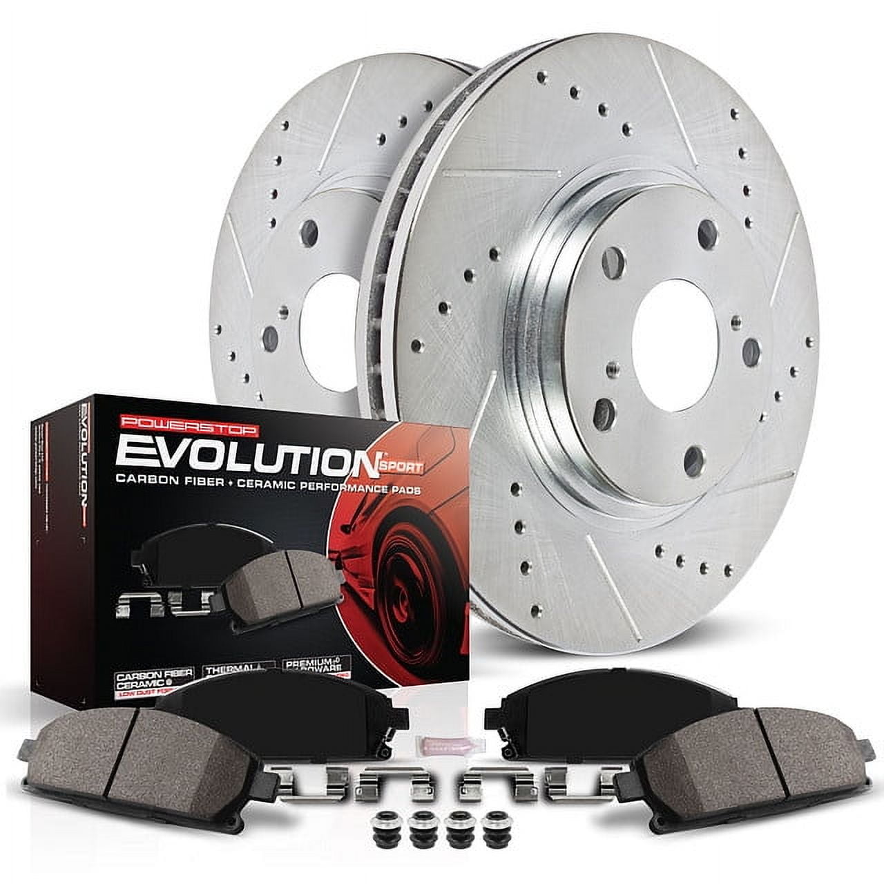 PowerStop Front Z23 Evolution Sport Carbon-Fiber Ceramic Brake Pad and Drilled & Slotted Rotor Kit Fits: HONDA Select Models K690