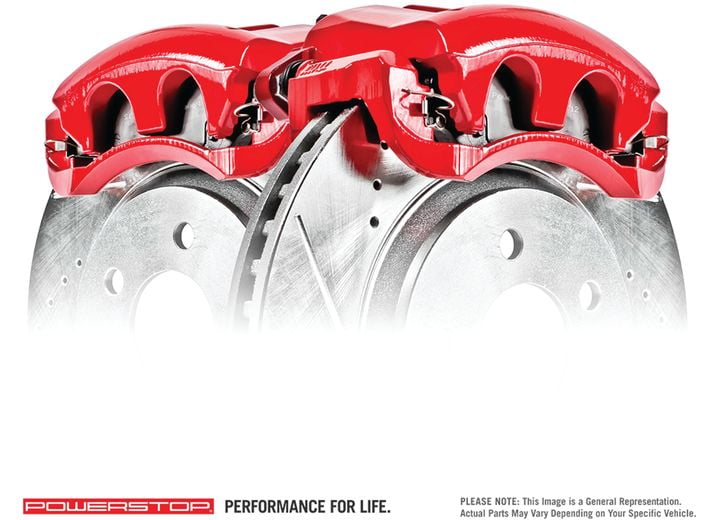 Power Stop Front Pair of Red Powder Coated Calipers S6278