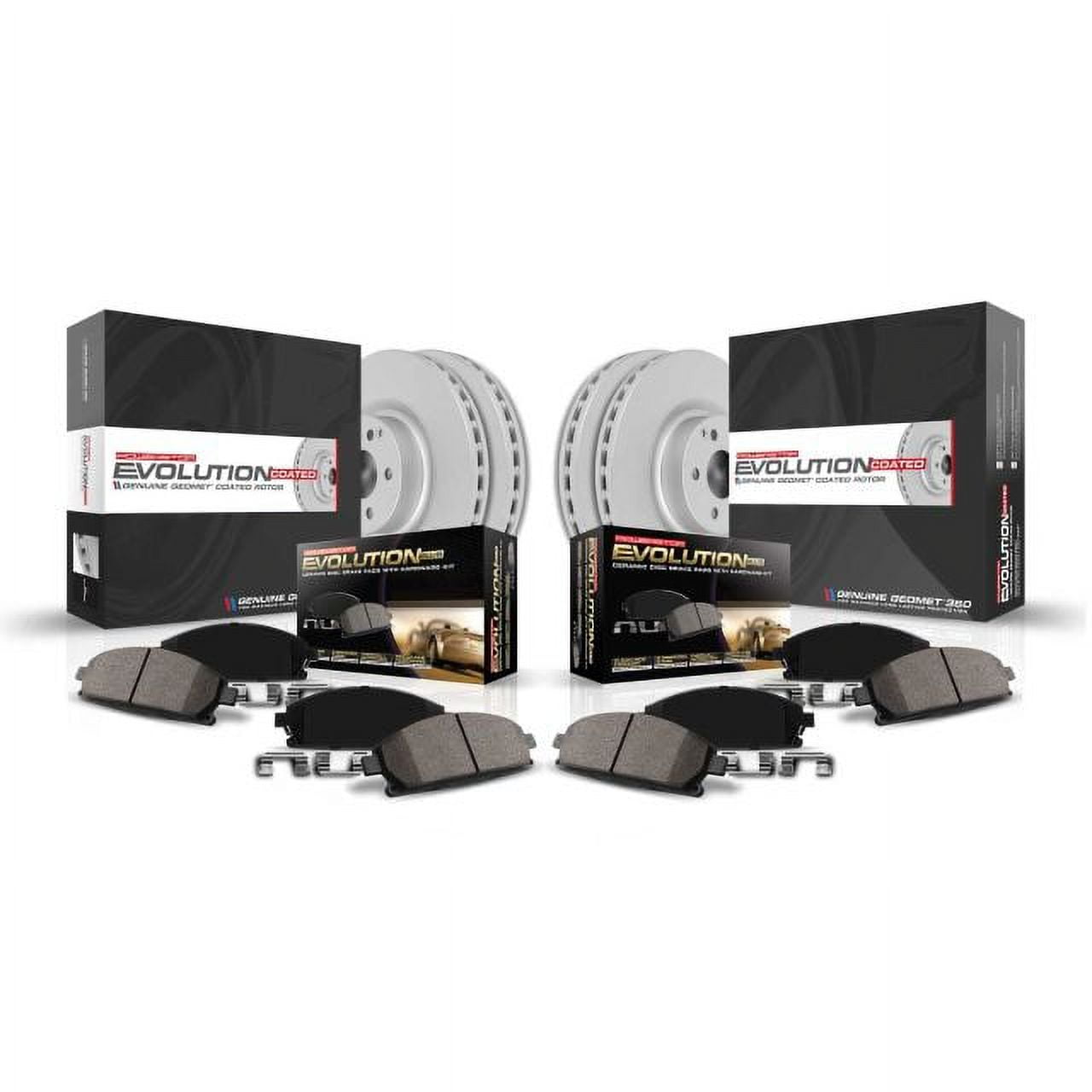 PowerStop Front and Rear Geomet Coated Brake Rotor and Pad Kit Fits: KIA Select Models CRK8003