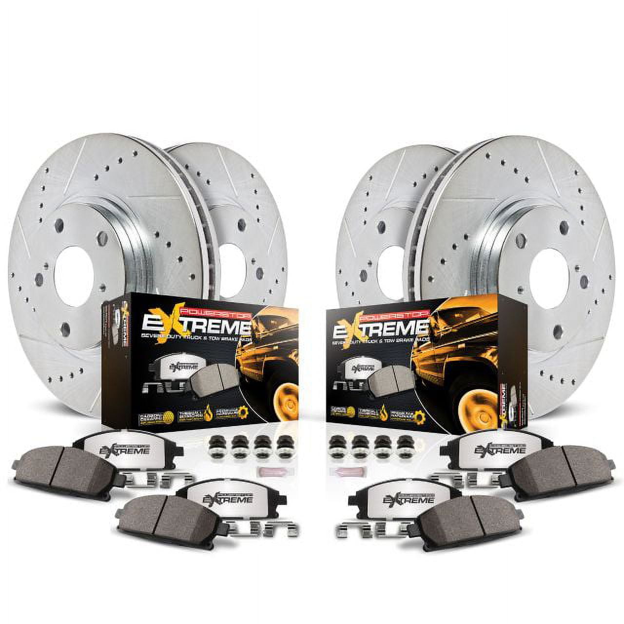 PowerStop Front and Rear Z36 Truck & Tow Carbon-Fiber Ceramic Brake Pad and Drilled and Slotted Rotor Kit Fits: FORD LINCOLN Select Models K8026-36