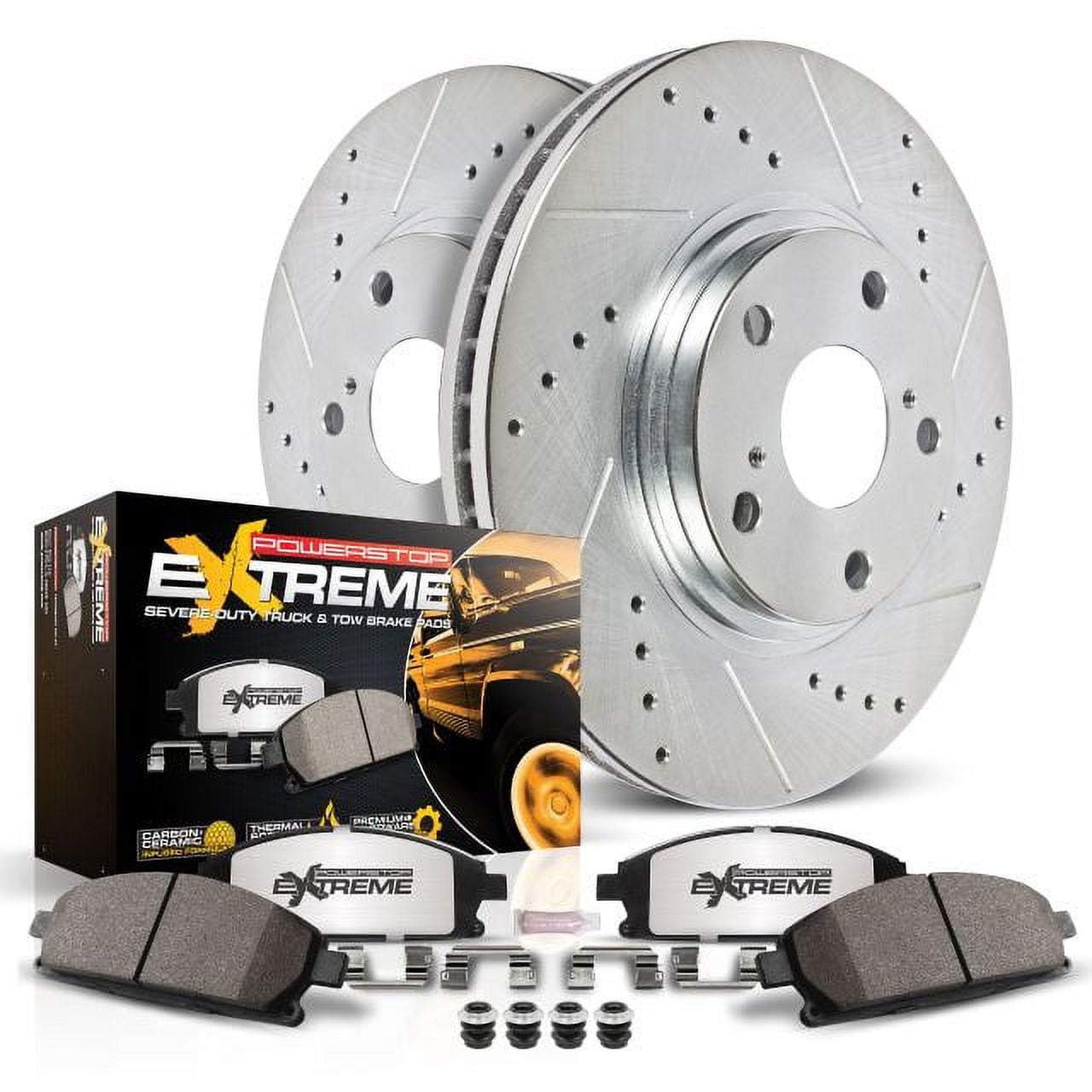 PowerStop Front Z36 Truck & Tow Carbon-Fiber Ceramic Brake Pad and Drilled and Slotted Rotor Kit Fits: FORD LINCOLN Select Models K1943-36