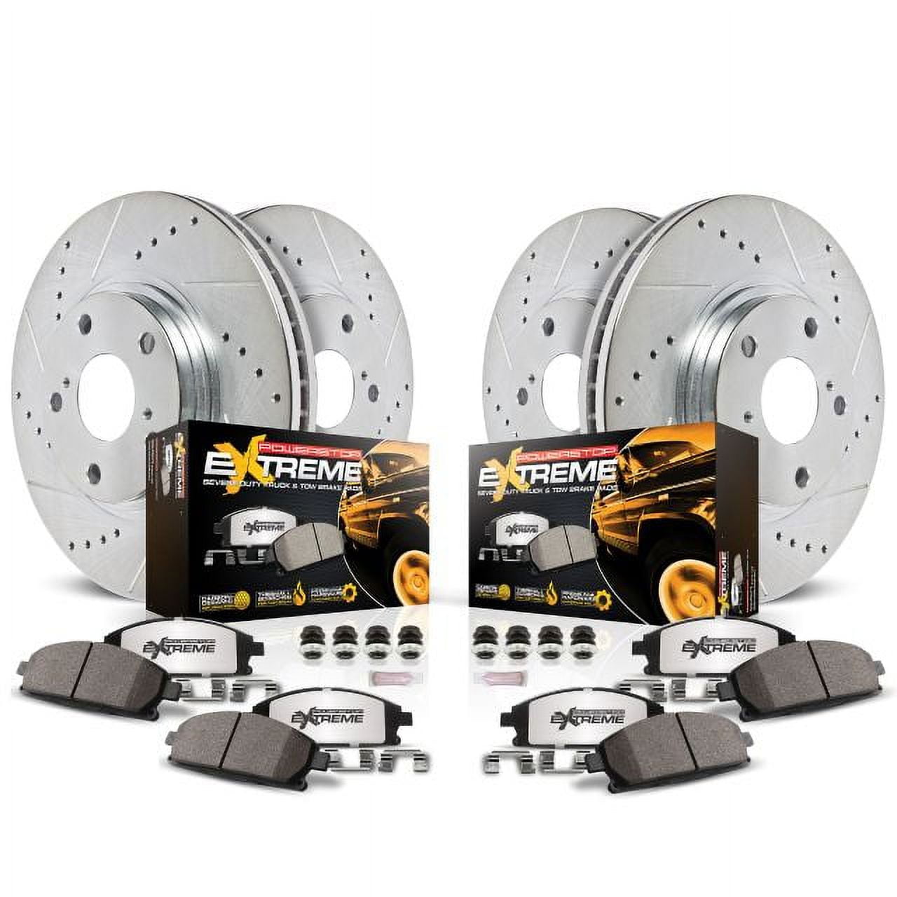 PowerStop Front and Rear Z36 Truck & Tow Carbon-Fiber Ceramic Brake Pad and Drilled and Slotted Rotor Kit Fits: JEEP Select Models K2798-36