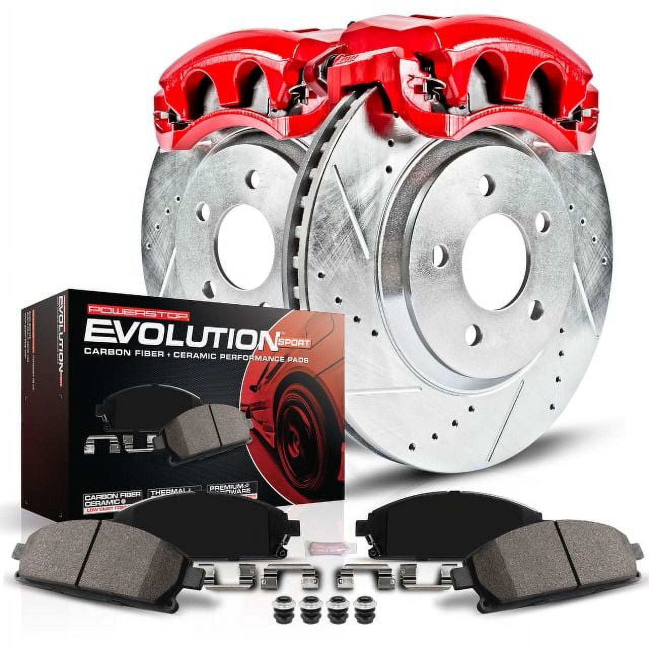 PowerStop Rear Z23 Evolution Sport Brake Pad and Rotor Kit with Red Powder Coated Calipers Fits: JEEP Select Models KC3090