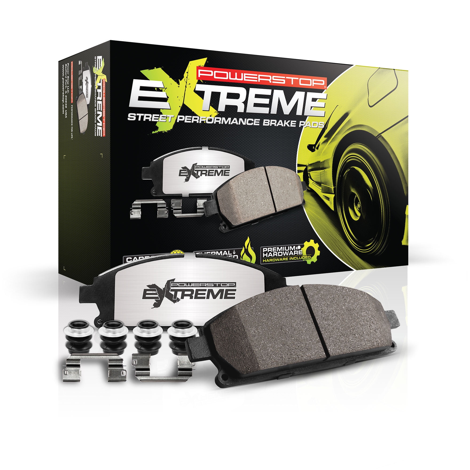 Power Stop Rear Z26 Street Warrior Carbon-Fiber Ceramic Brake Pads with Hardware Z26-2164