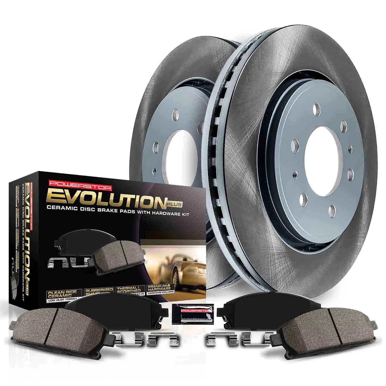 PowerStop Front Semi-Coated Rotor and Low-Dust Ceramic Brake Pad Kit SC5976