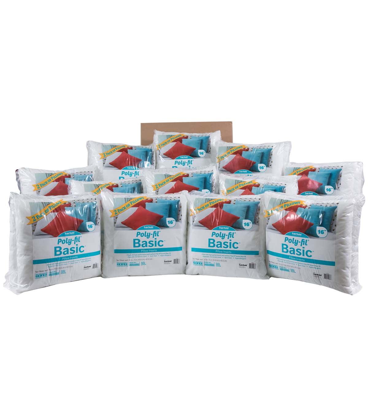 Poly-Fil® Basic™ Pillow Inserts by Fairfield™, 16" x 16" Square (Pack of 24)