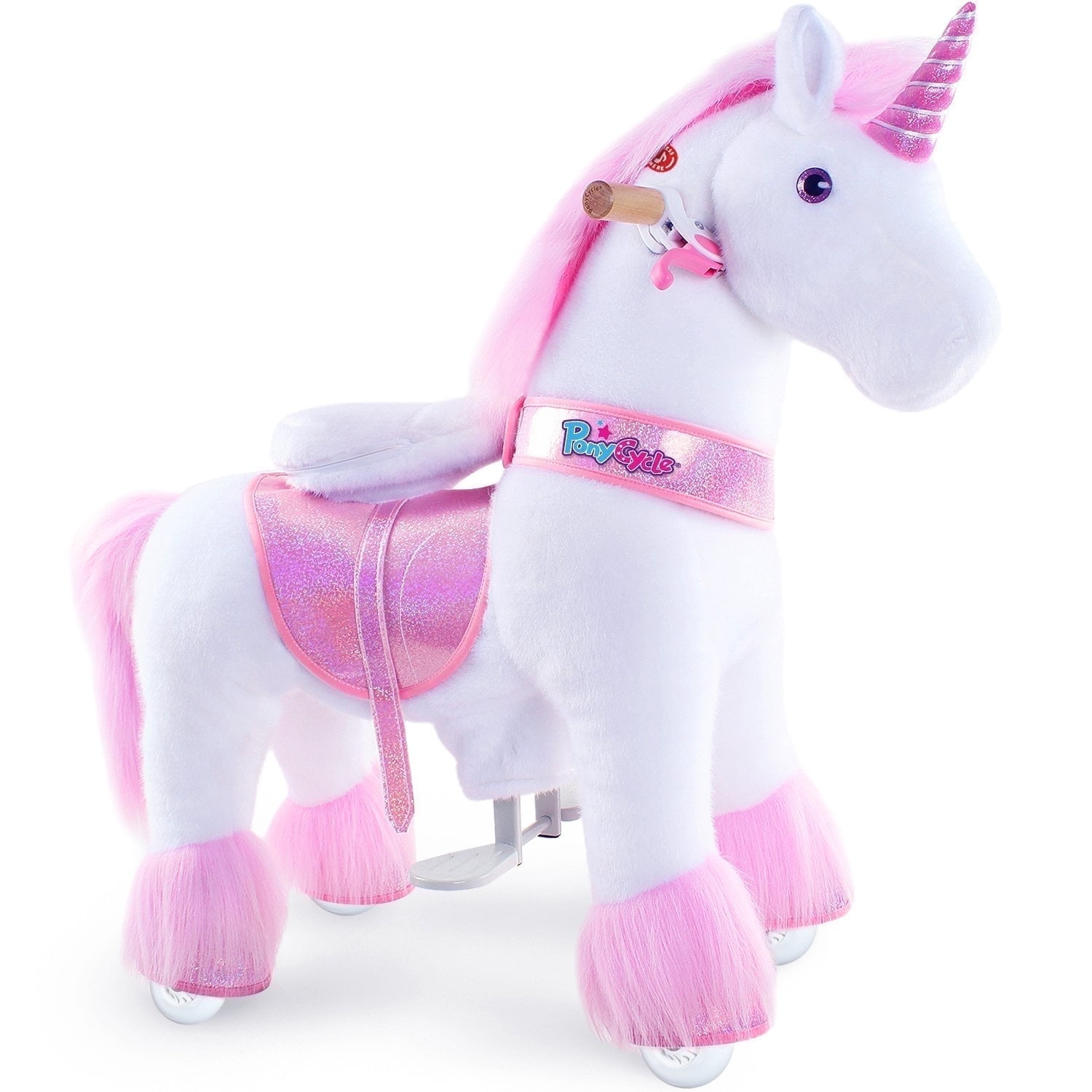 PonyCycle Ride on Unicorn Toys for Girls Pink Unicorn Kids Ride on Toys Plush Walking Unicorn Ux302