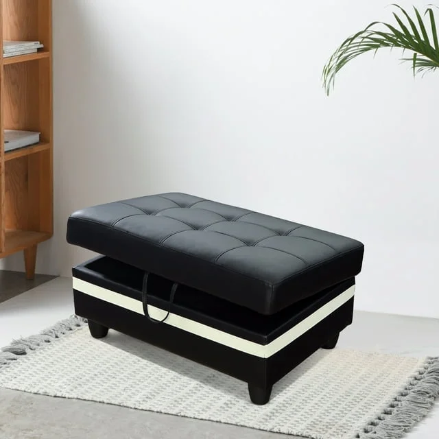 PonLiving Oversized Leather Storage Ottoman with Lid Lifting, for Living Room/Bedroom/Office