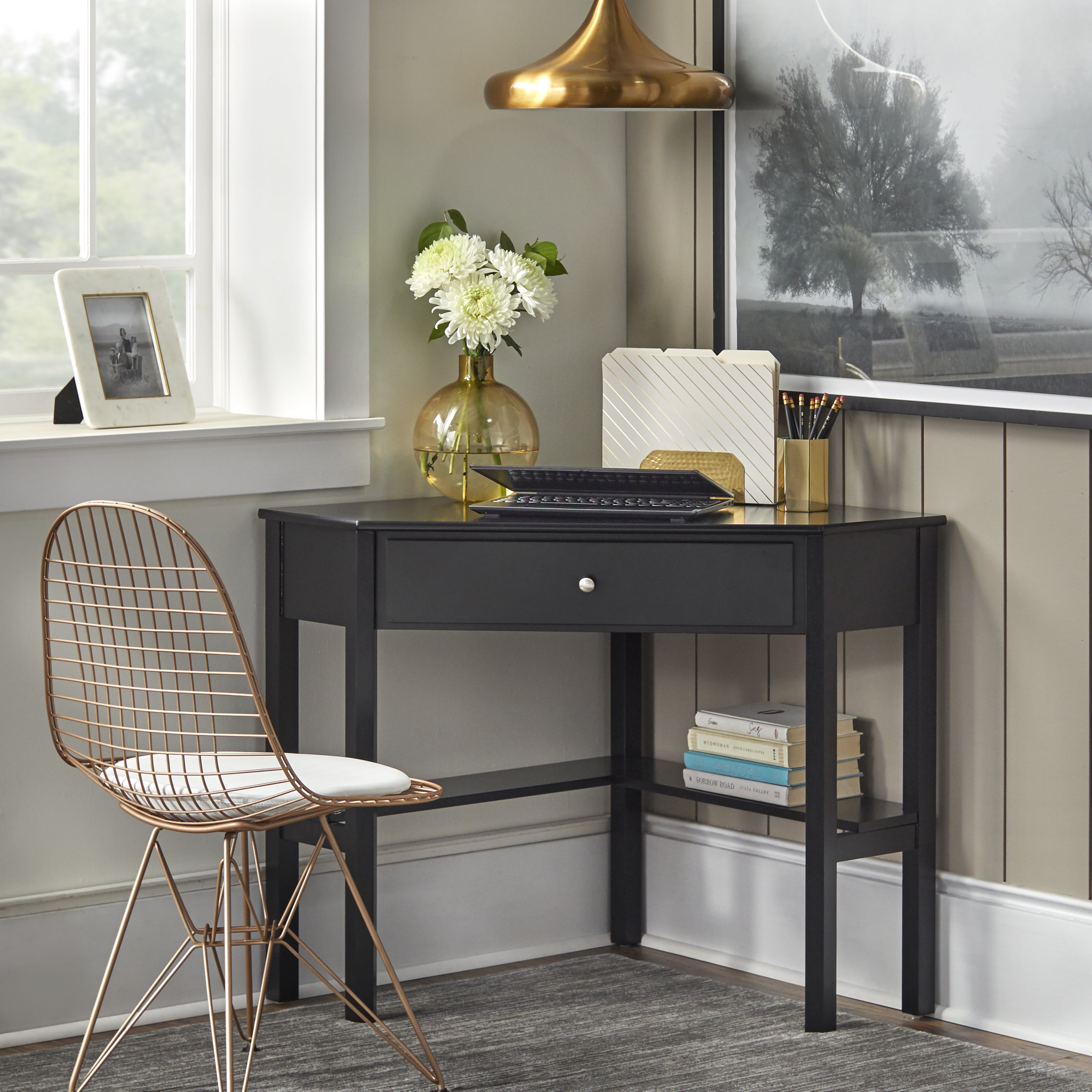 Porch & Den Lincoln Corner Desk Black Painted