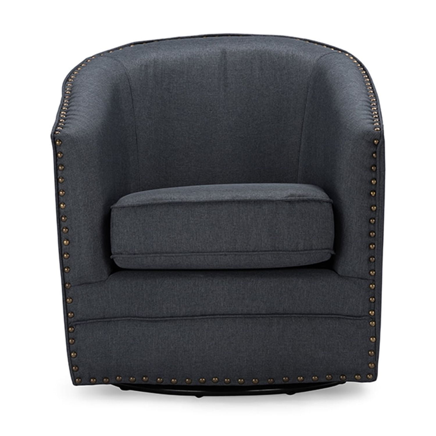 Porter Modern and Classic Retro Grey Fabric Upholstered Swivel Tub Chair