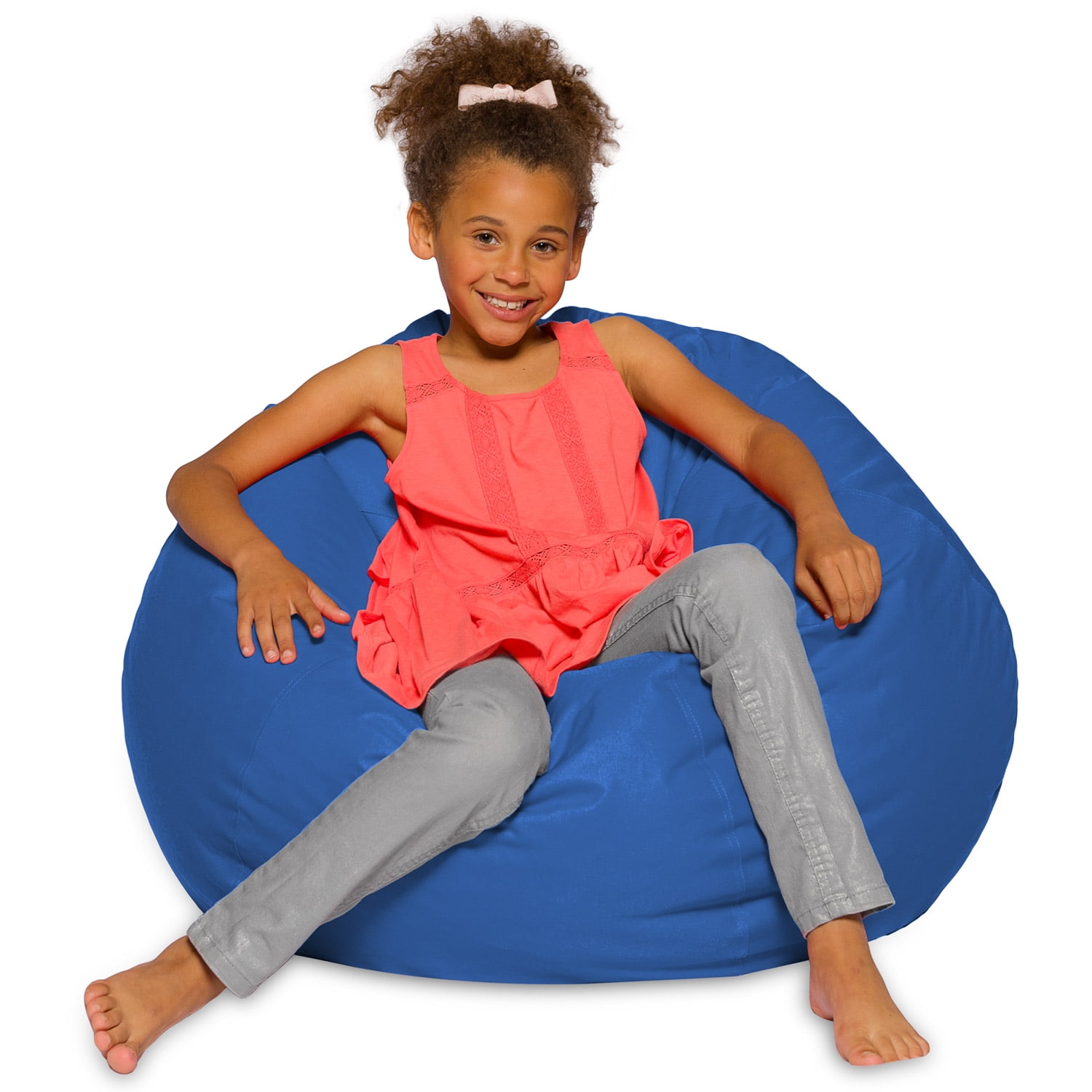 Posh Creations Bean Bag Chair Polyester Cloth, Kids, Adults, 3.2 ft, Blue