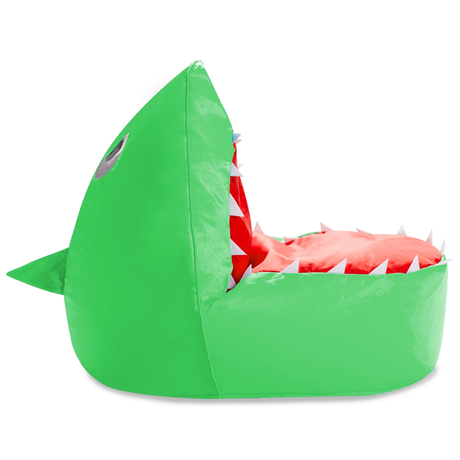Posh Creations Bean Bag Chair, Soft Shark Lounger for Sitting, Reading,Kids, 2.5 ft,Green