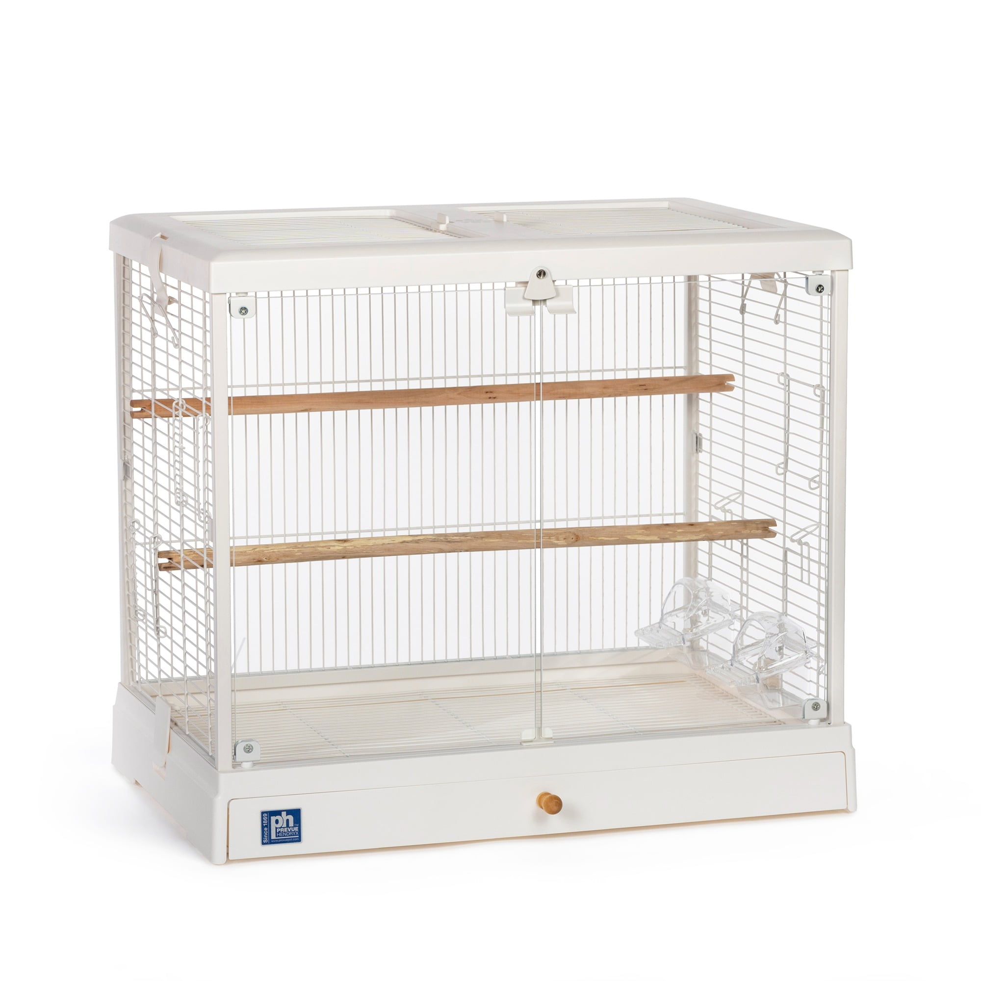 Prevue Pet Products Crystal Palace Luxe Bird Cage with Glass Doors, White Plastic Frame and Base