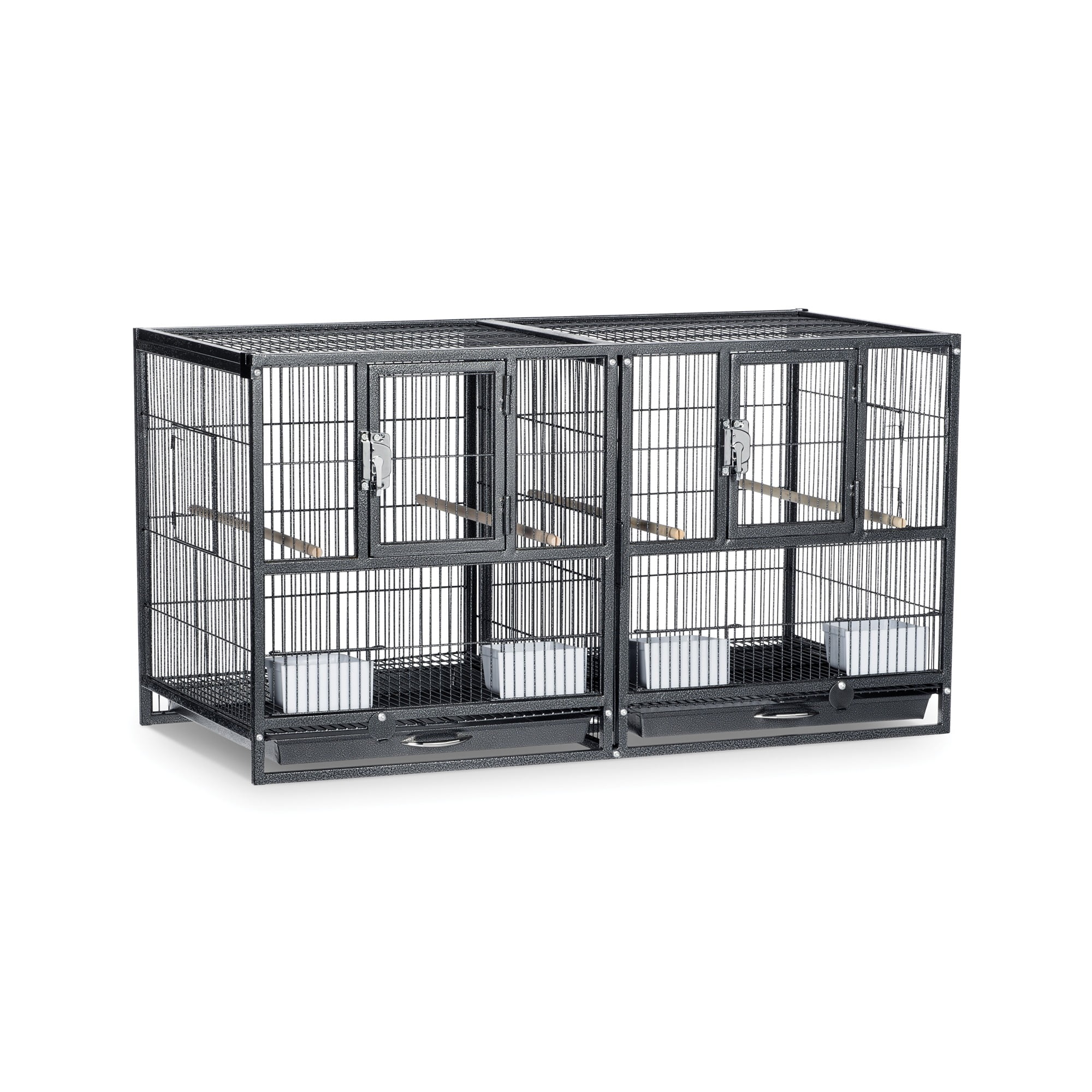 Prevue Pet Products Hampton Deluxe Divided Breeder Cage, Black Hammertone