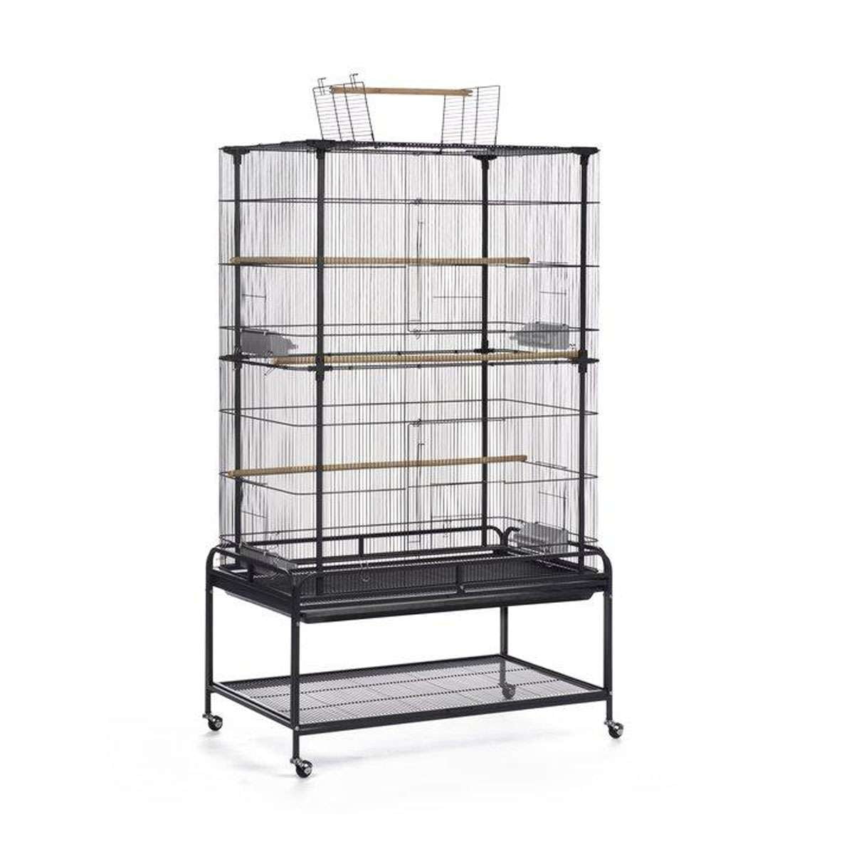 Prevue Pet Products Playtop Flight Bird Cage with Metal Stand in Black Finish F085