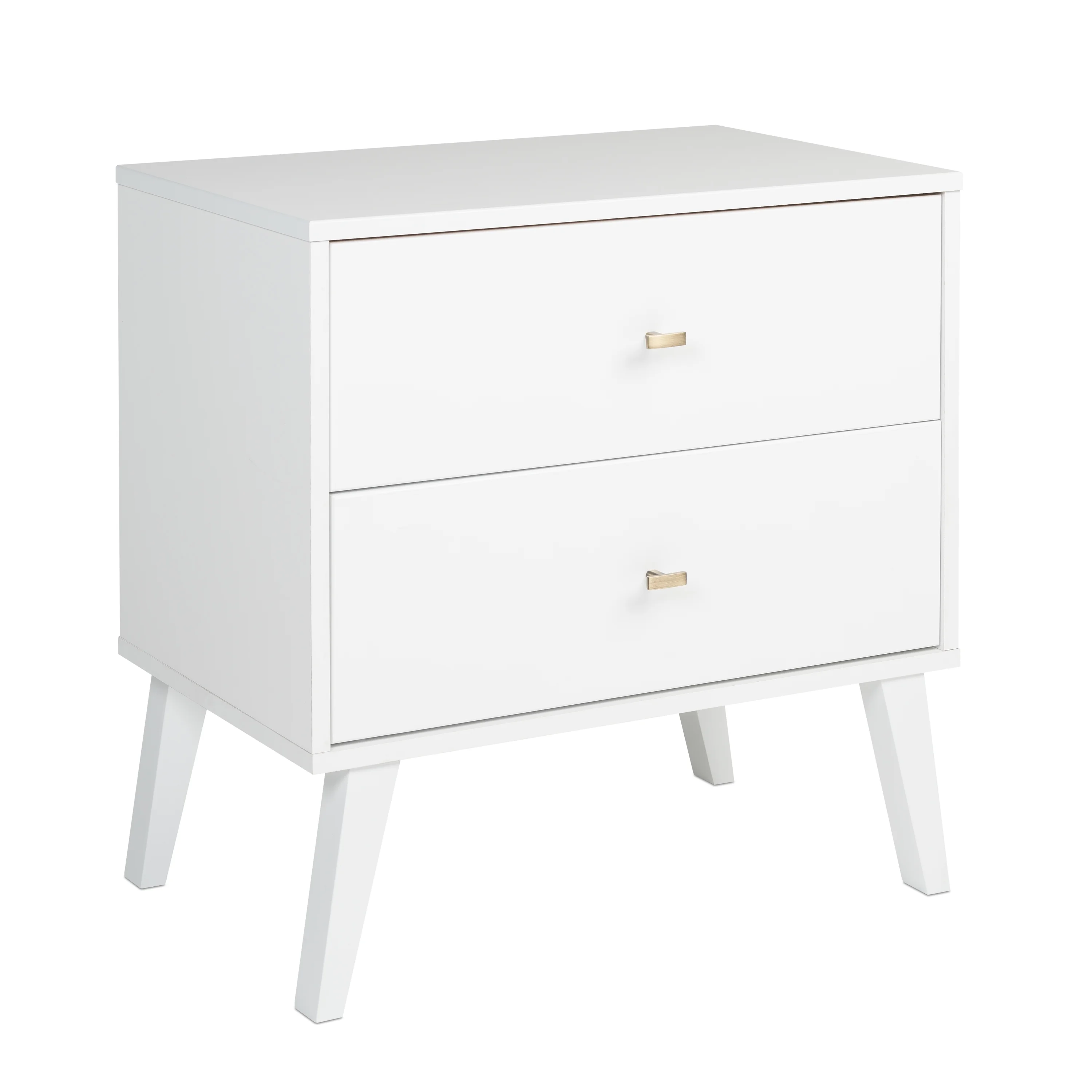 Prepac Milo Mid-Century Modern 2-Drawer Nightstand, 16"D x 25"W x 25"H, White