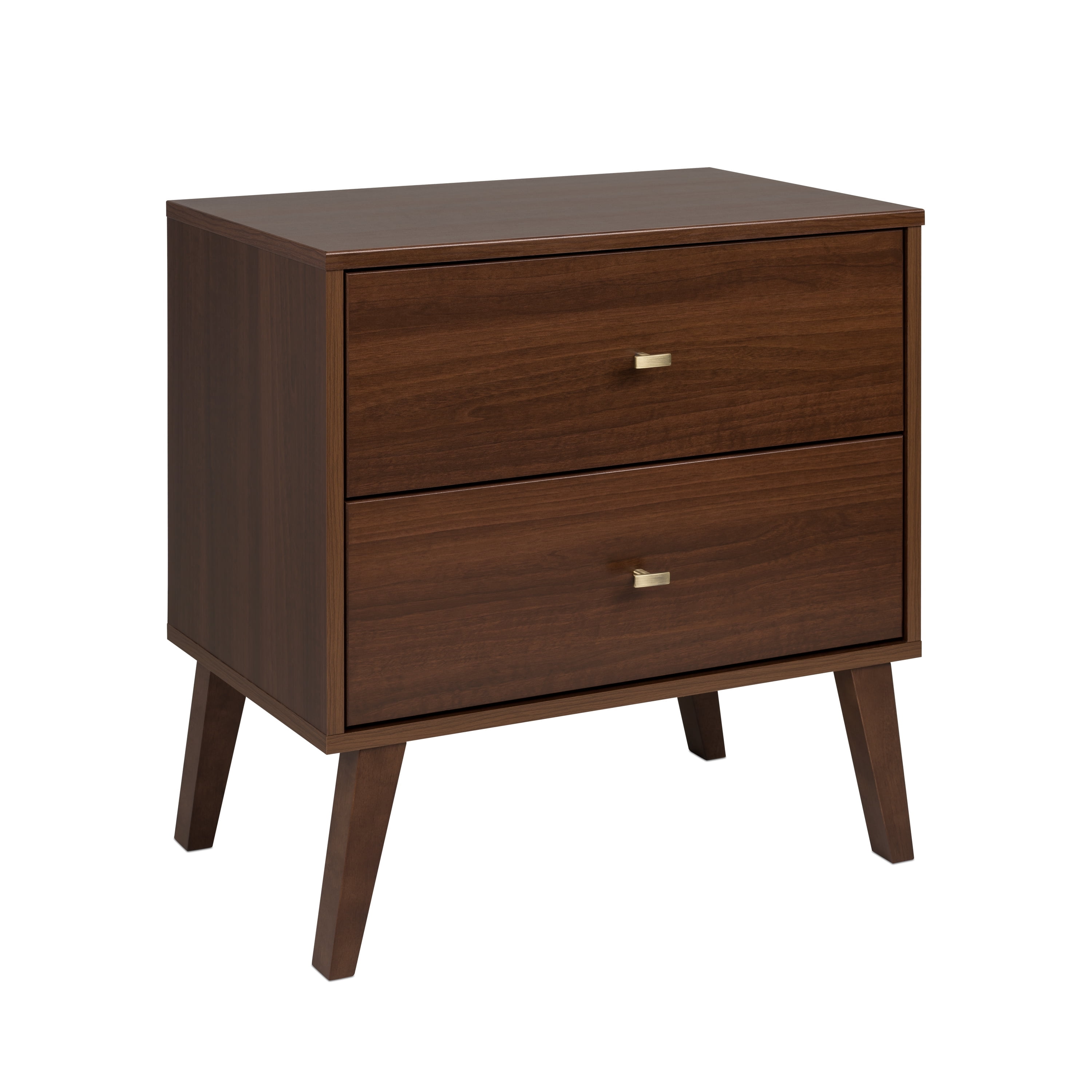 Prepac Milo Mid-Century Modern 2-Drawer Nightstand, 16"D x 25"W x 25"H, Cherry