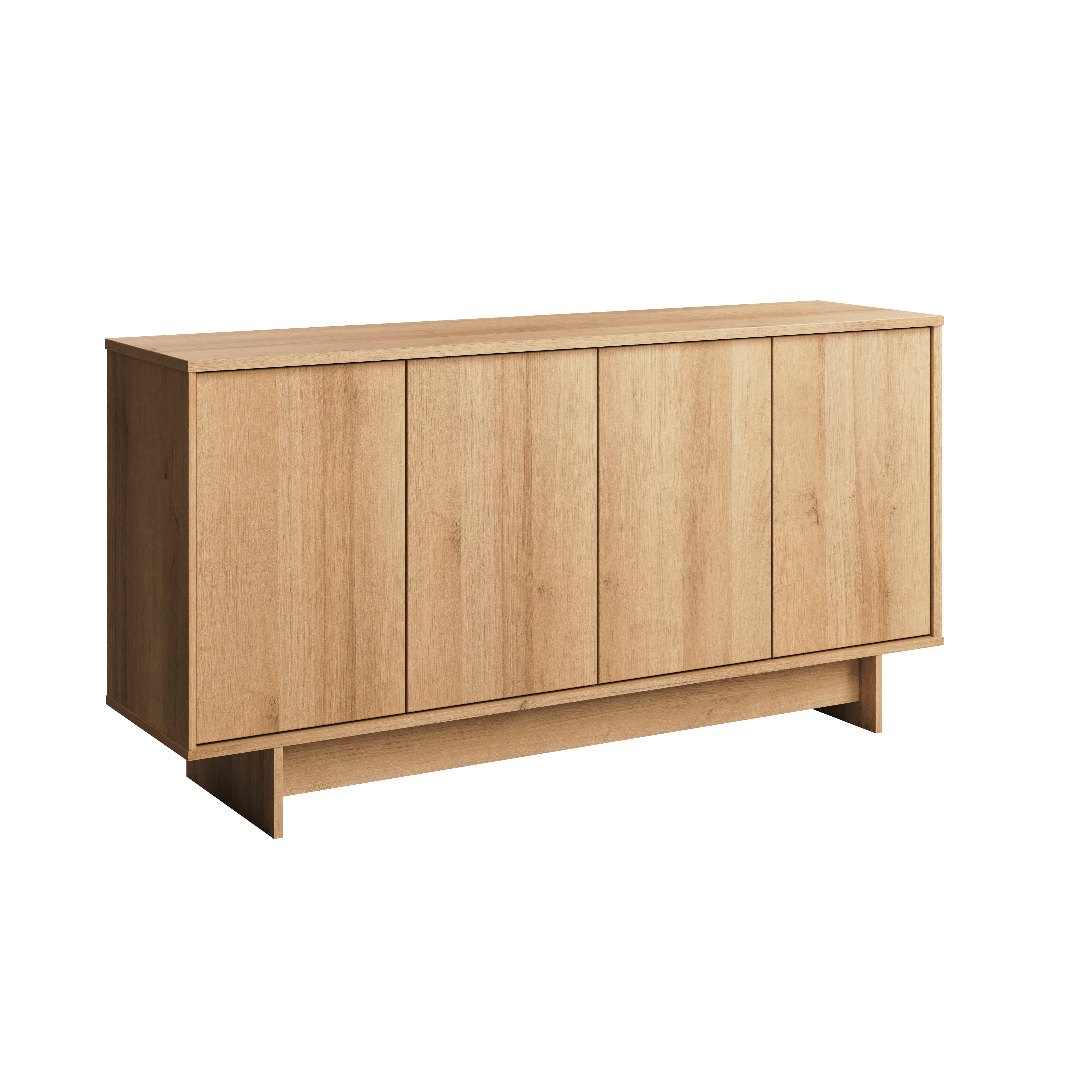 Prepac Natural Oak Finnley Sideboard Cabinet Buffet Cabinet with Storage Accent Cabinet for Living Room, Kitchen, Entryway Cabinet with Adjustable Shelves Push Latch System 16"D x 61.5"W x 30.75"H