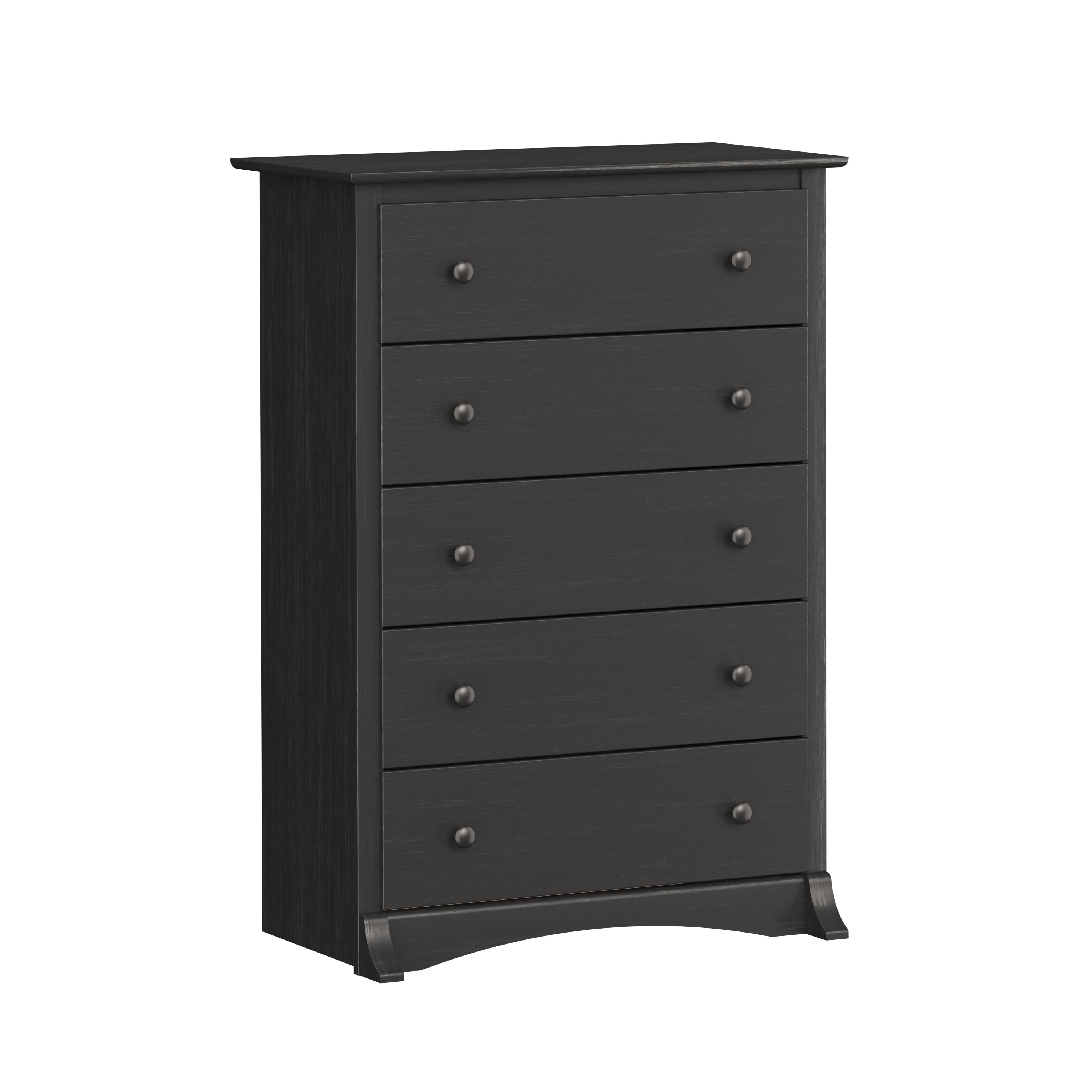 Prepac Sonoma 5-Drawer Bedroom Chest, Washed Black