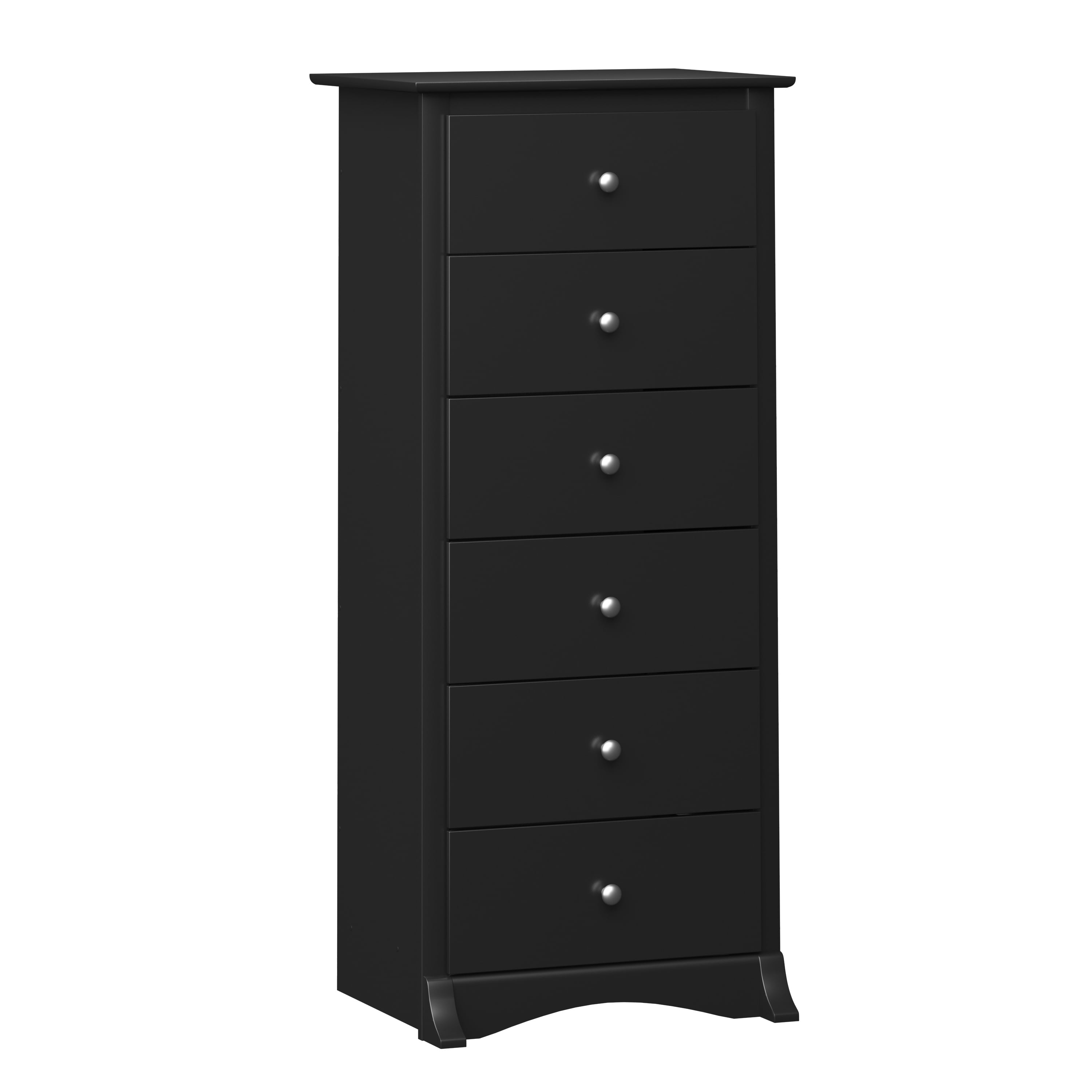 Prepac Sonoma 6 Drawer Wooden Dresser Chest, 19" x 23.25" x 52.75", Black