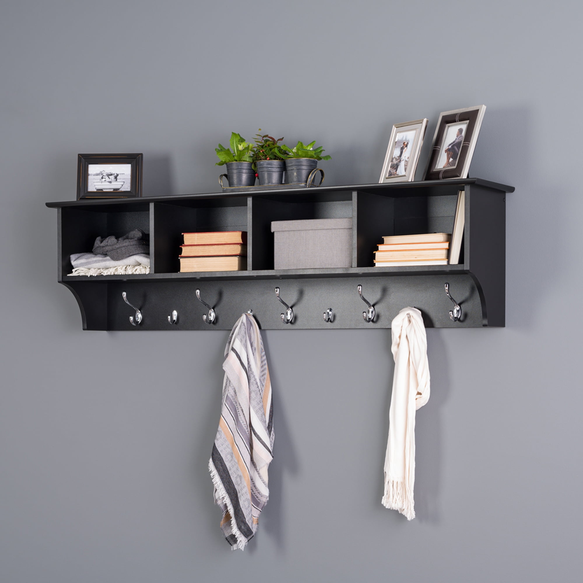 Prepac 60" Wide Hanging Entryway Shelf in Black