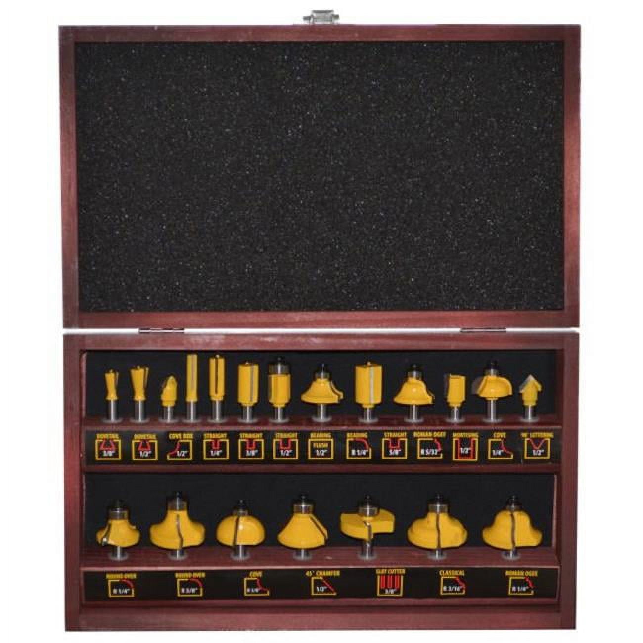Pro-Series 20-Piece Router Bit Set Inch Wood Box