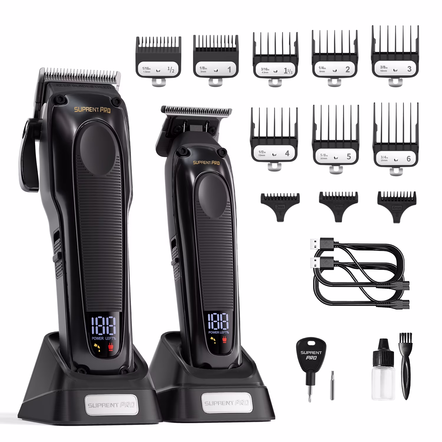 Professional Hair Clippers for Men - High Torque Brushless Motor & DLC Coated Detachable Blade - Cordless Hair Trimmer Set for Barbers with Charging Base - Premium Gift Hair Clipper Kit