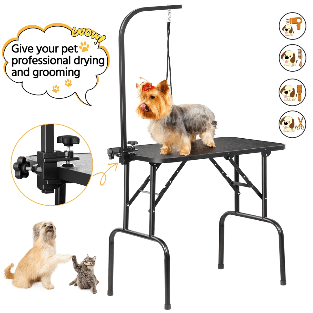 Yaheetech Professional 32" Foldable Pet Grooming Table with Arm Noose and Mesh Tray