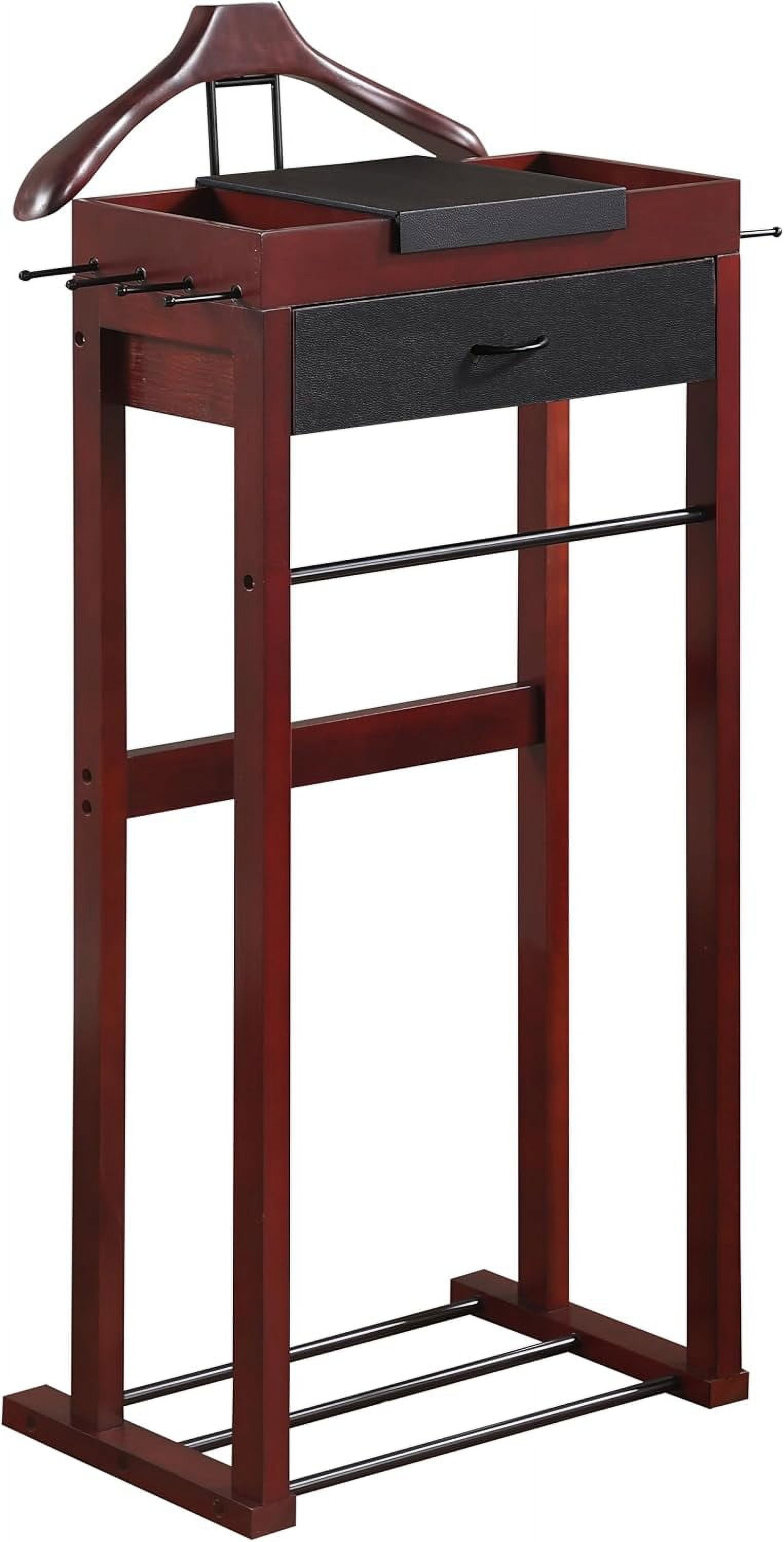 Proman Products Winston Wooden Clothes Valet Stand Organizer (Mahogany)