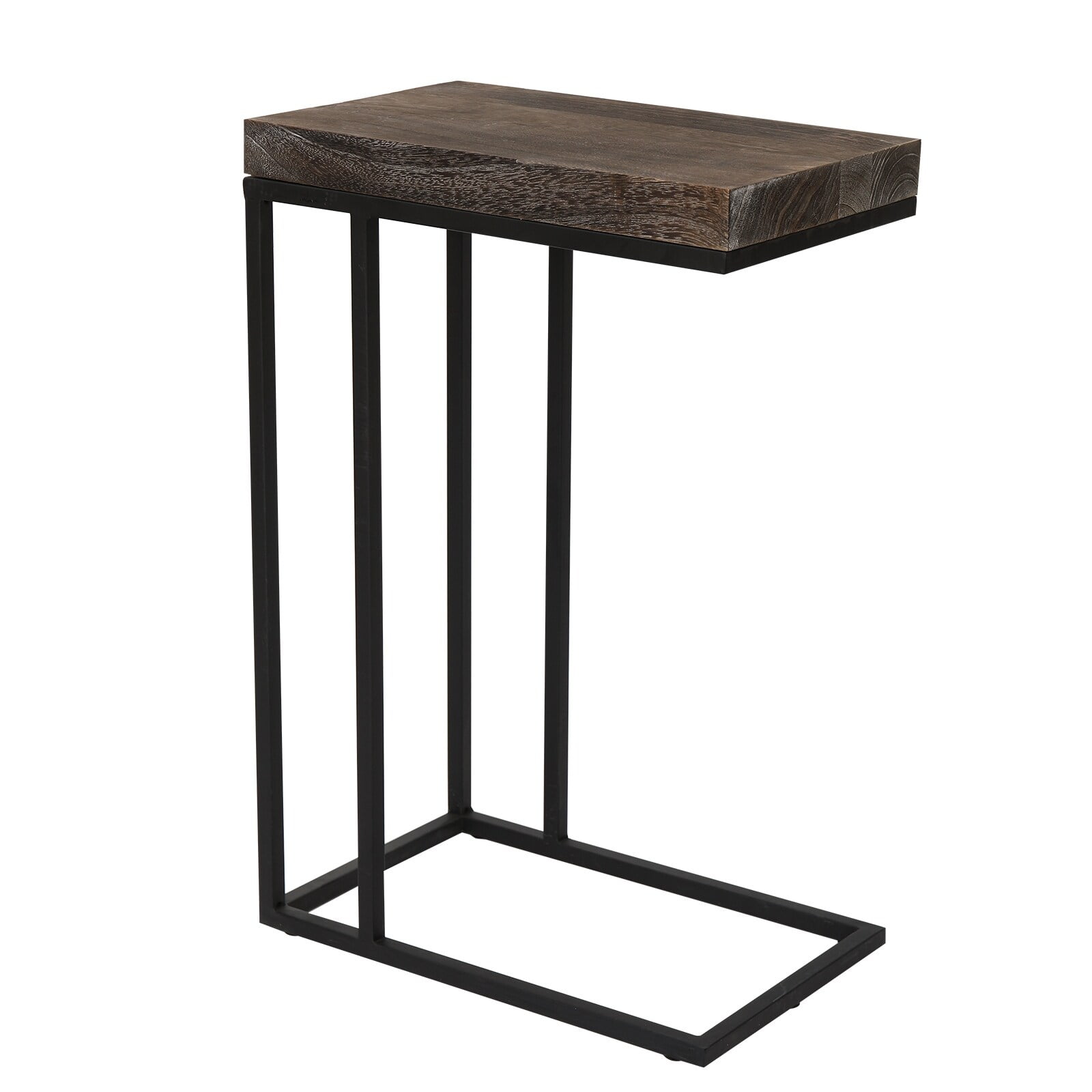Proman Products TB17162 Breeze Casual C Shaped End Table with Steel Base, Walnut, Torch Carbon finish, 16" W x 10" D x 24" H