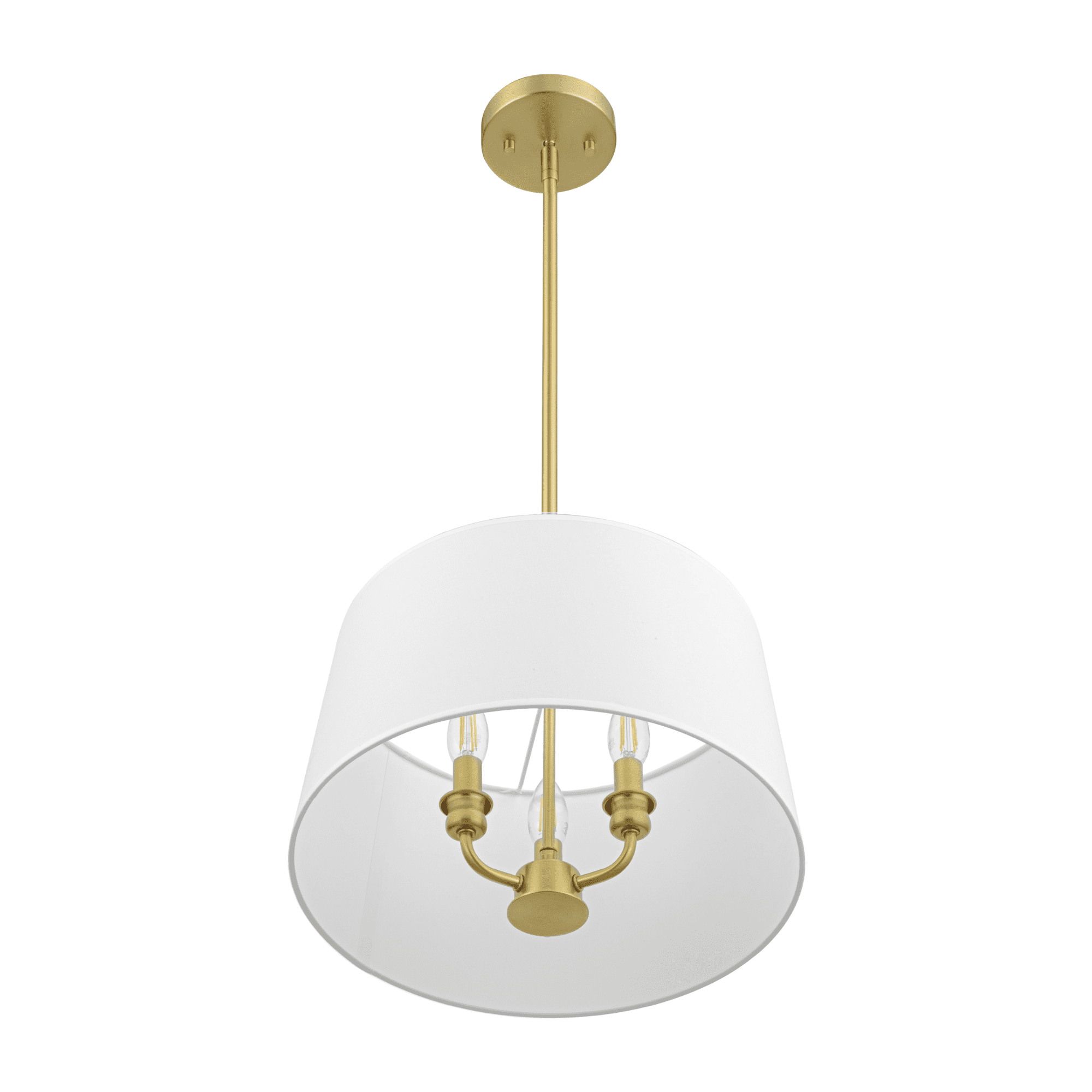 Prominence Home Billet Brushed Gold 3-Light Convertible Pendant/Semi-Flush with Fabric Shades