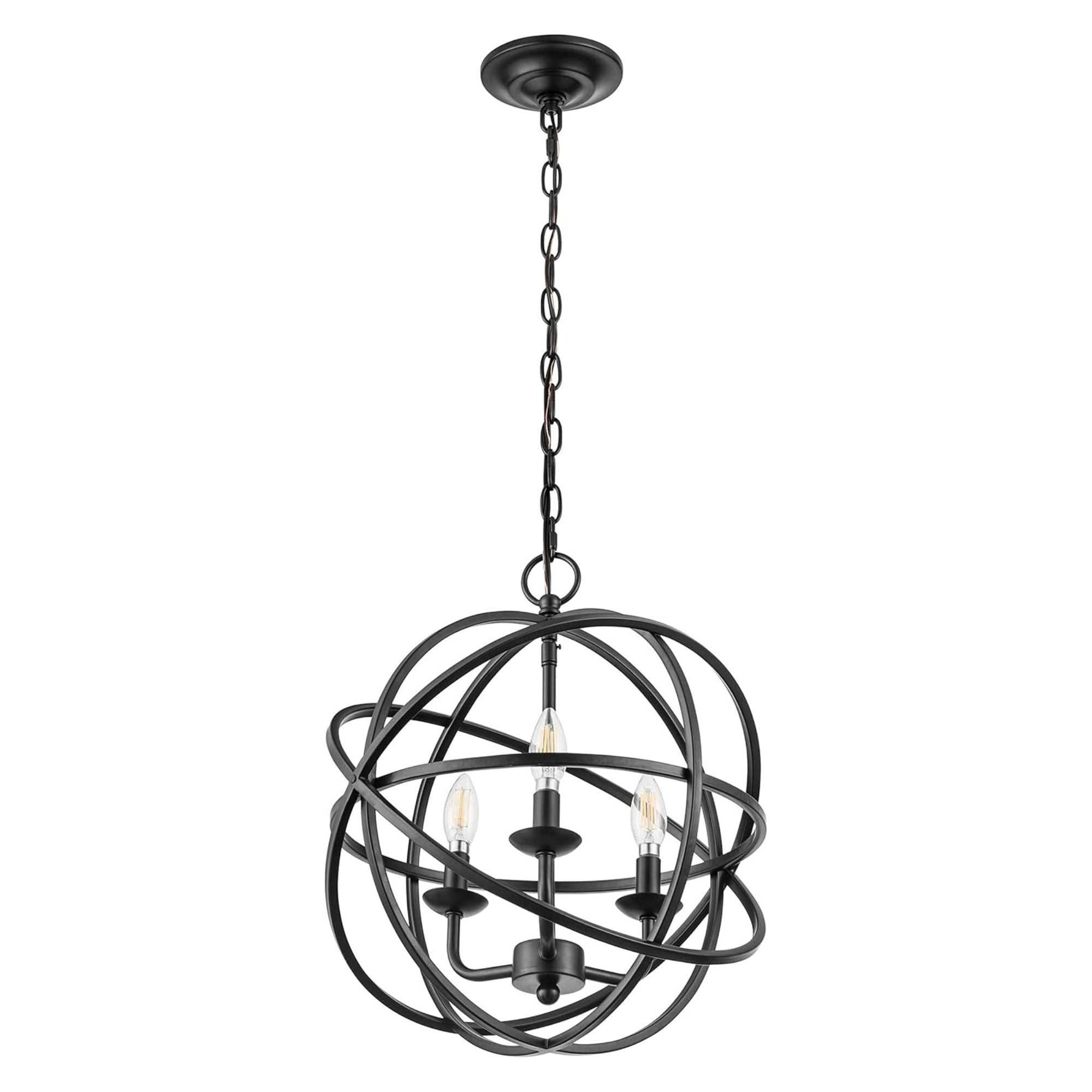Prominence Home Birchberry 3 Light Modern Matte Black Spherical Chandelier